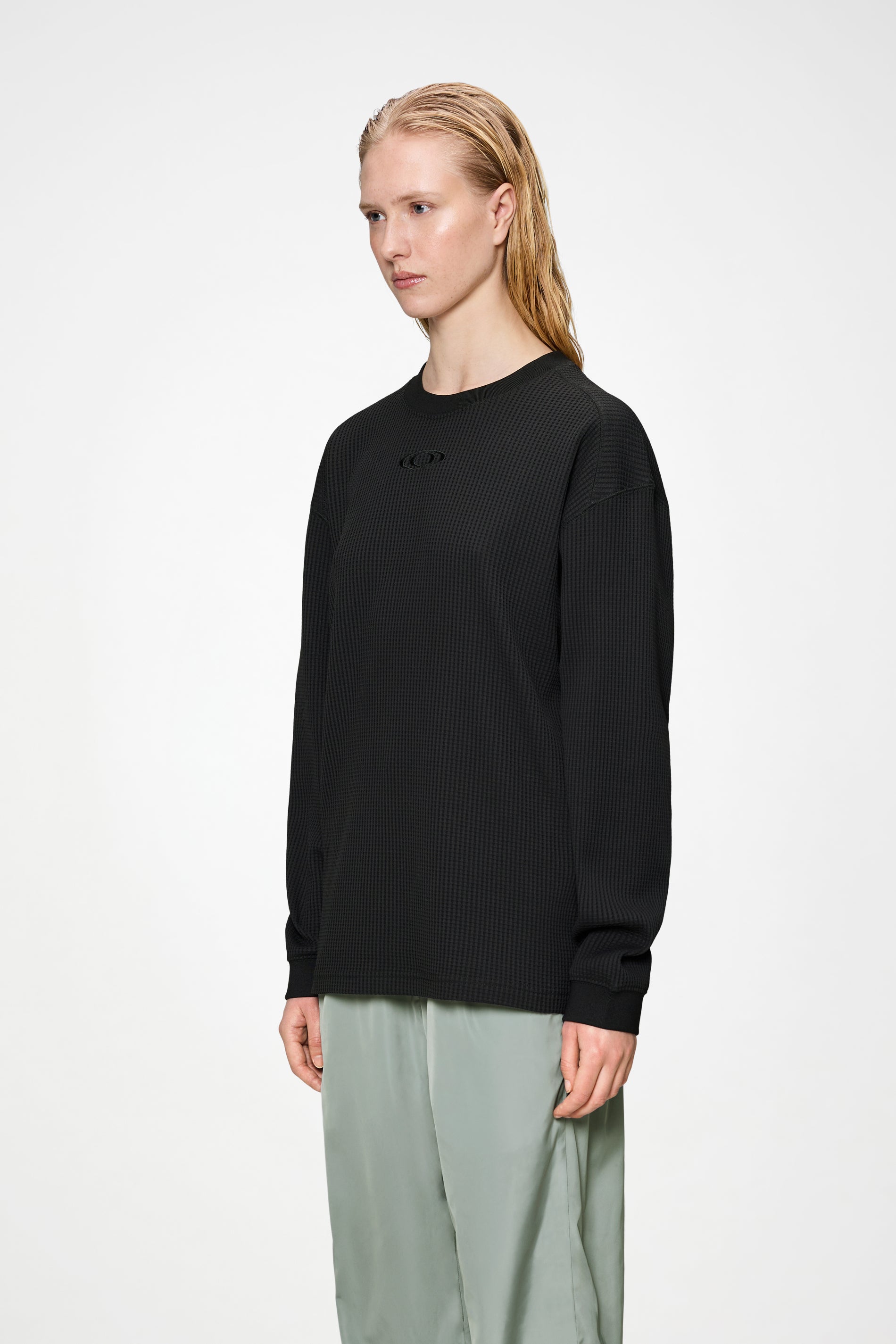 RAINS Waffle Long Sleeve T-shirt Splash Black Long Sleeve