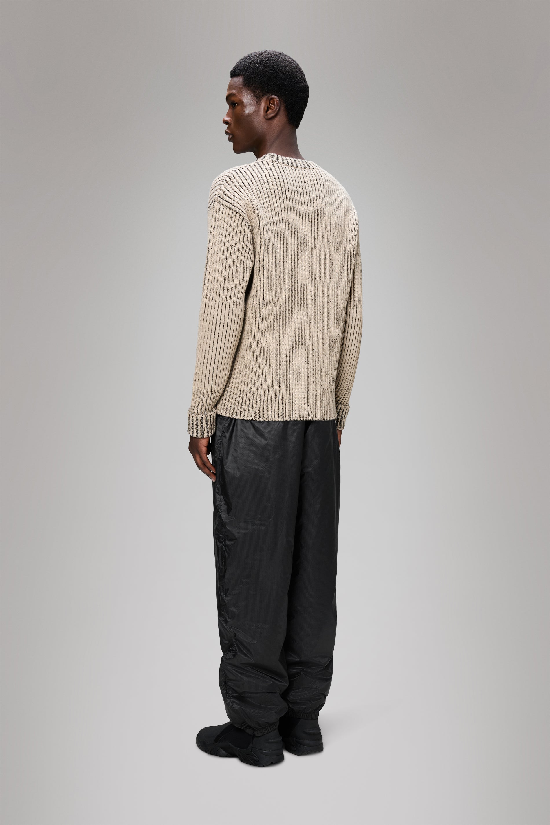 RAINS Sapa Knit Crew Neck Beige/Black Long Sleeve