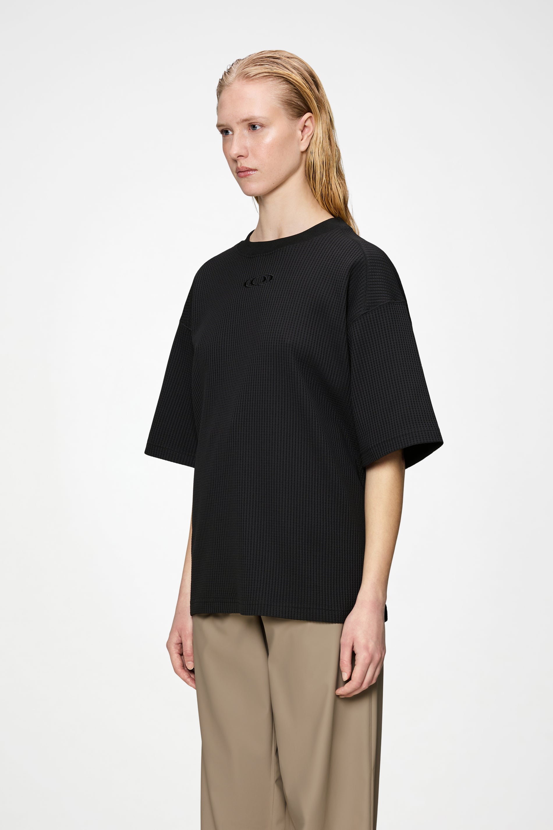 RAINS Waffle T-shirt Splash Black Short Sleeve