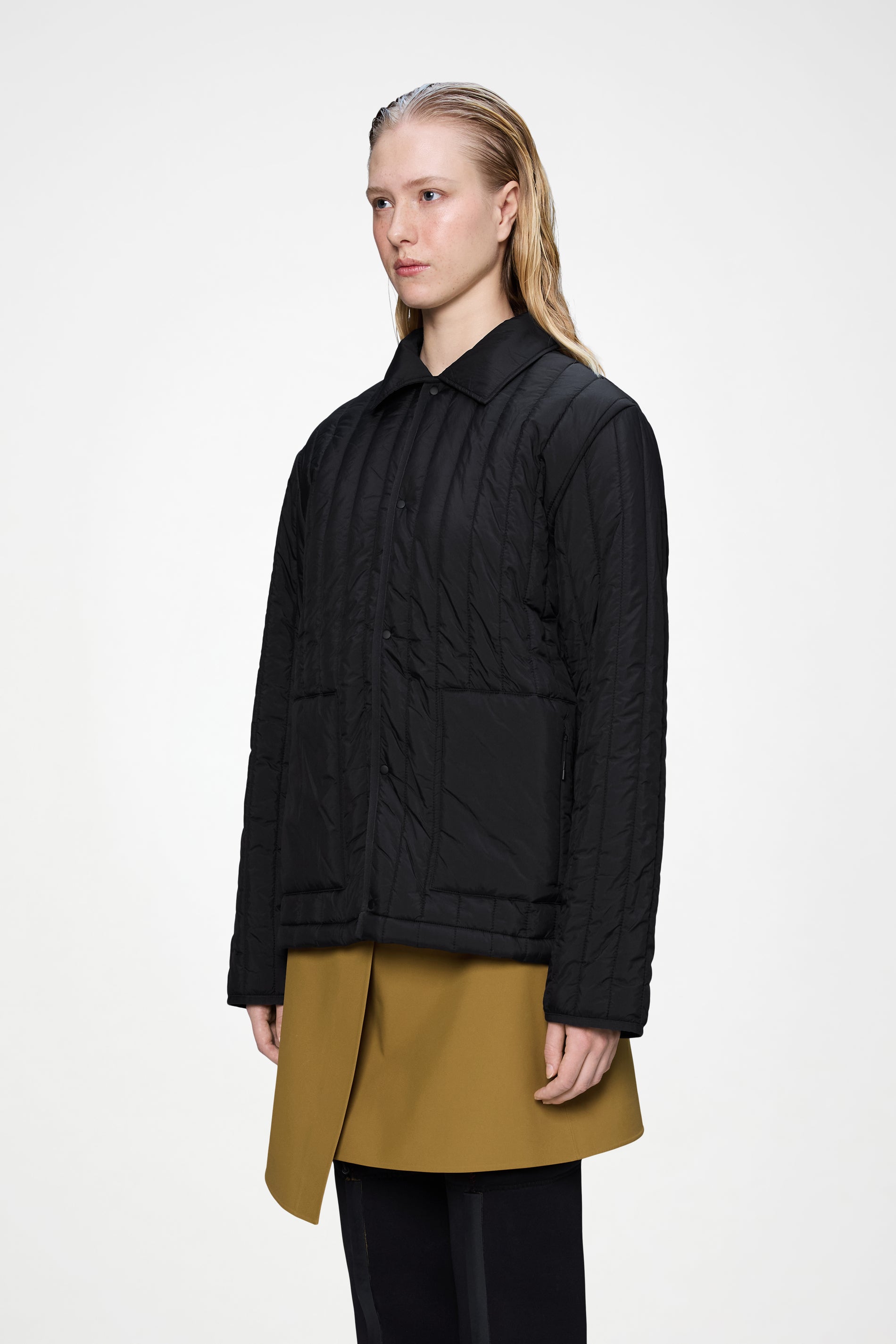 RAINS Banja Liner Overshirt Black Long Sleeve