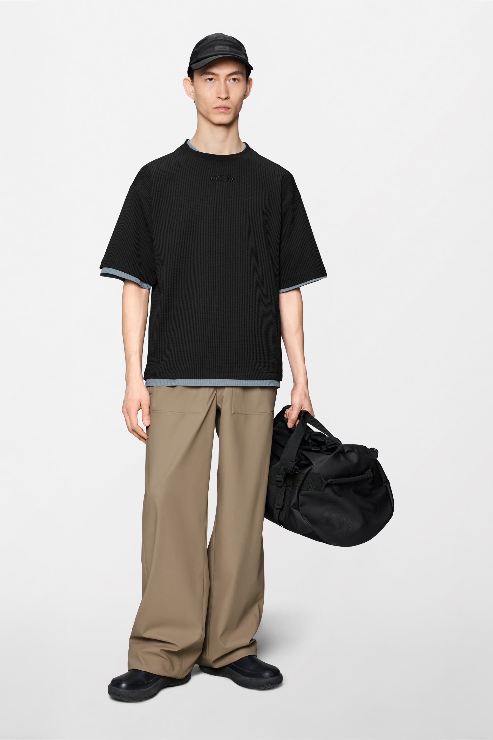 RAINS Waffle T-shirt Splash Black Short Sleeve