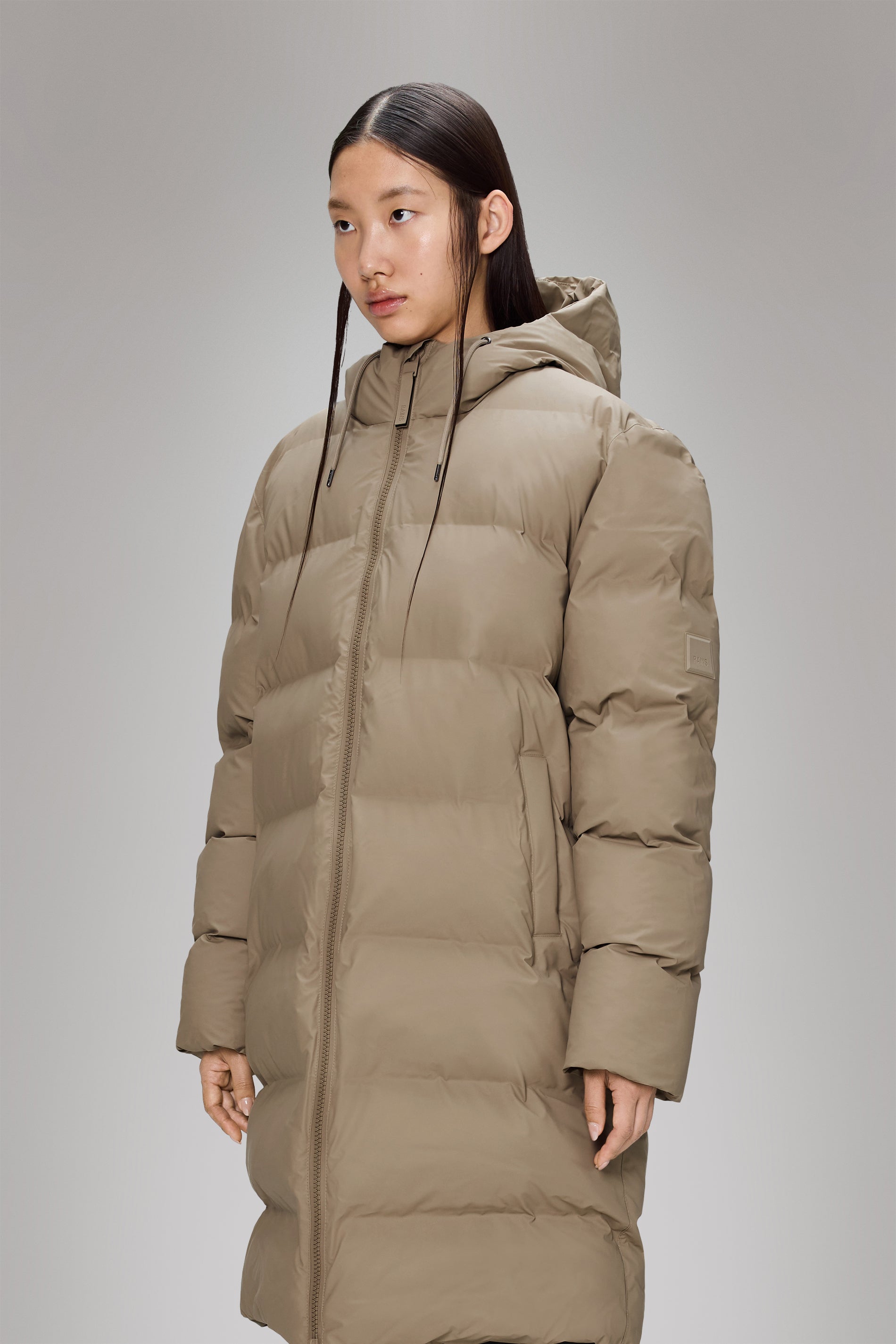 Rains Alta Longer Puffer Jacket Beige Jacket