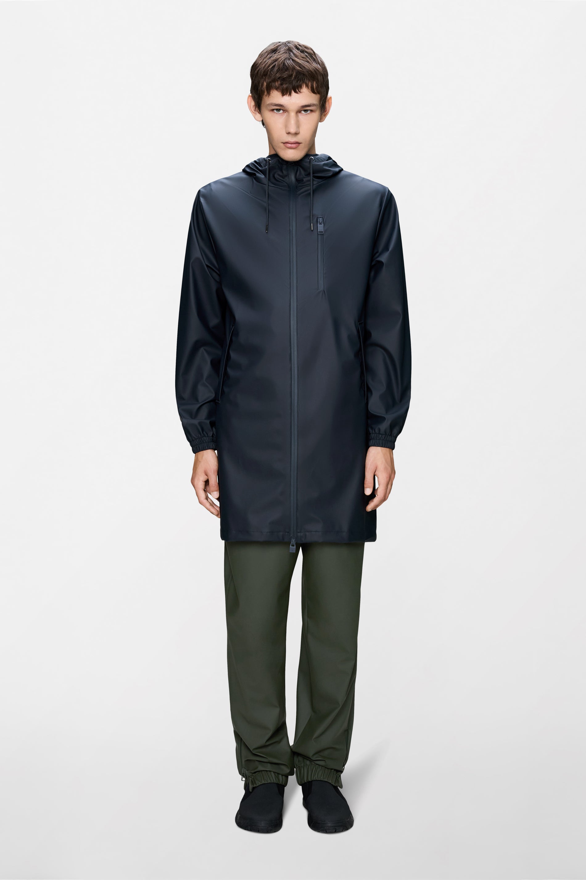 RAINS Long Storm Breaker Navy Jacket