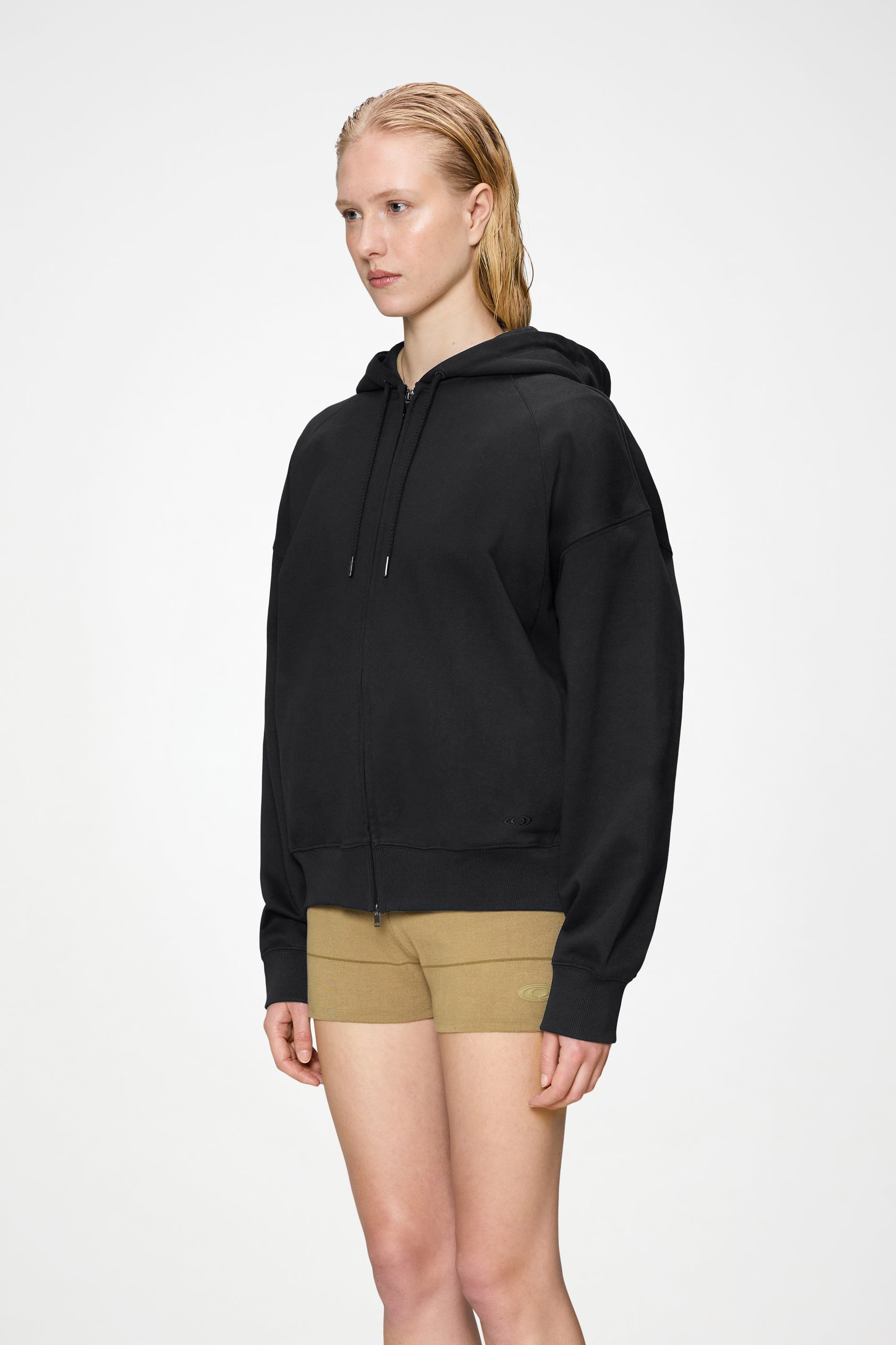 RAINS Classic Zip Hoodie Black Long Sleeve