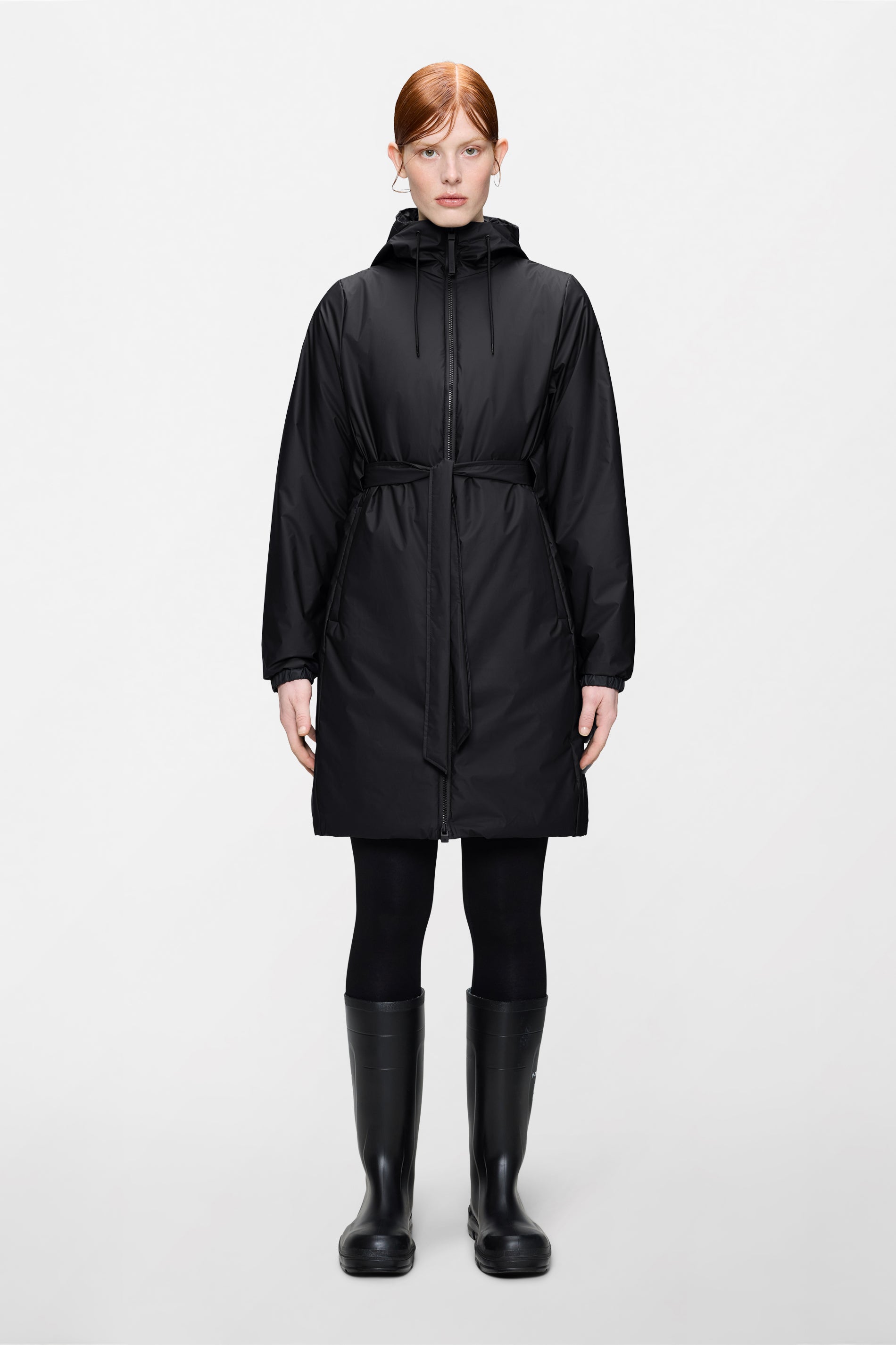 RAINS Lohja Long Insulated Curve Jacket Black Jacket