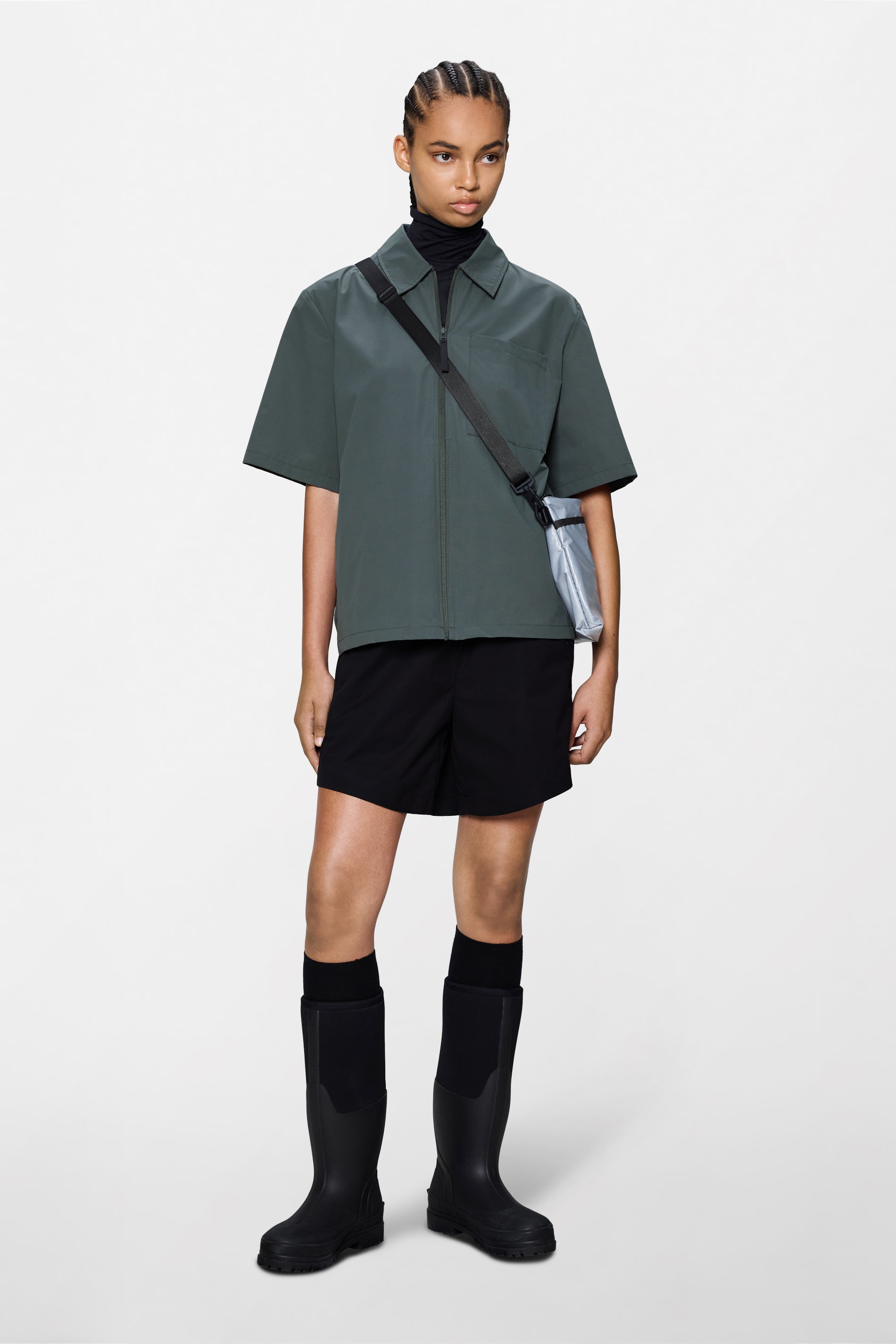 RAINS Mito Short Sleeve Shirt Dark Grey Short Sleeve