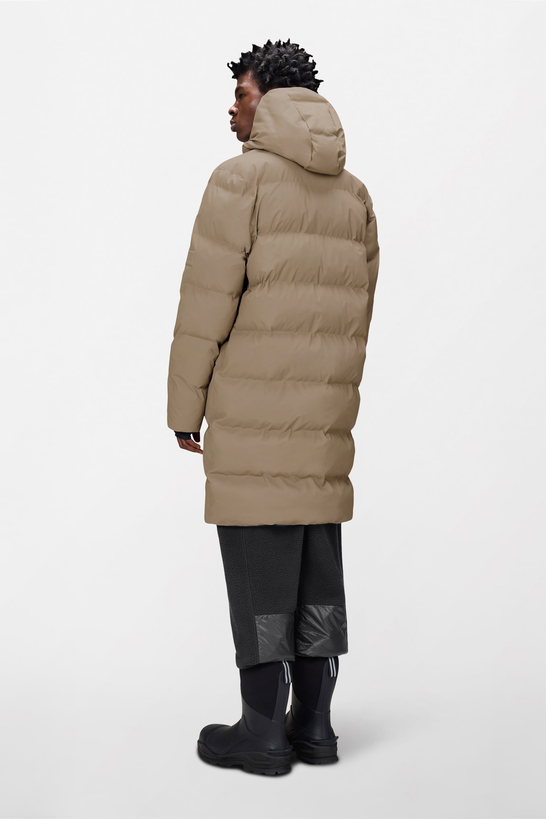 RAINS Alta Longer Puffer Jacket Beige Jacket