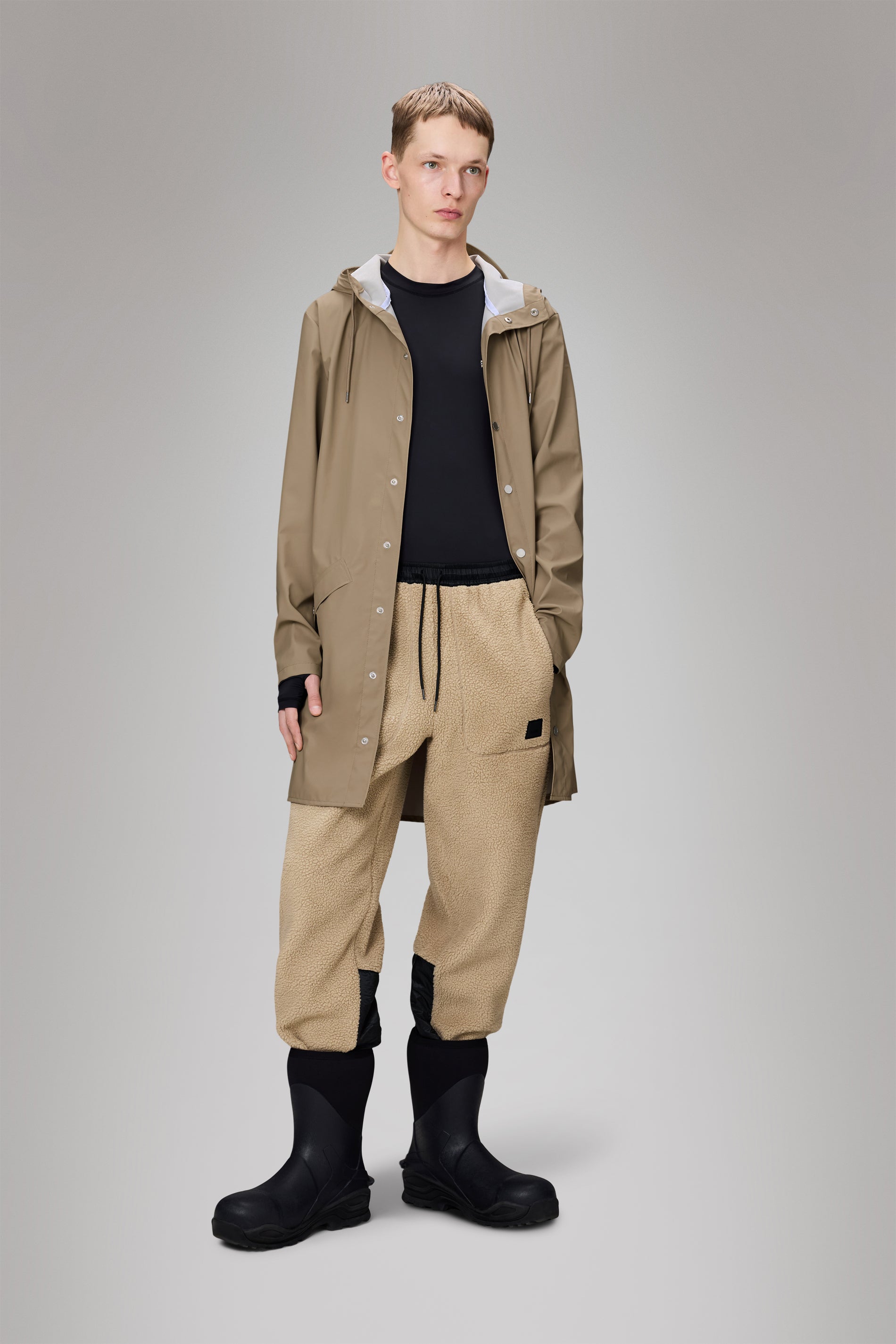 RAINS Long Jacket Beige Jacket