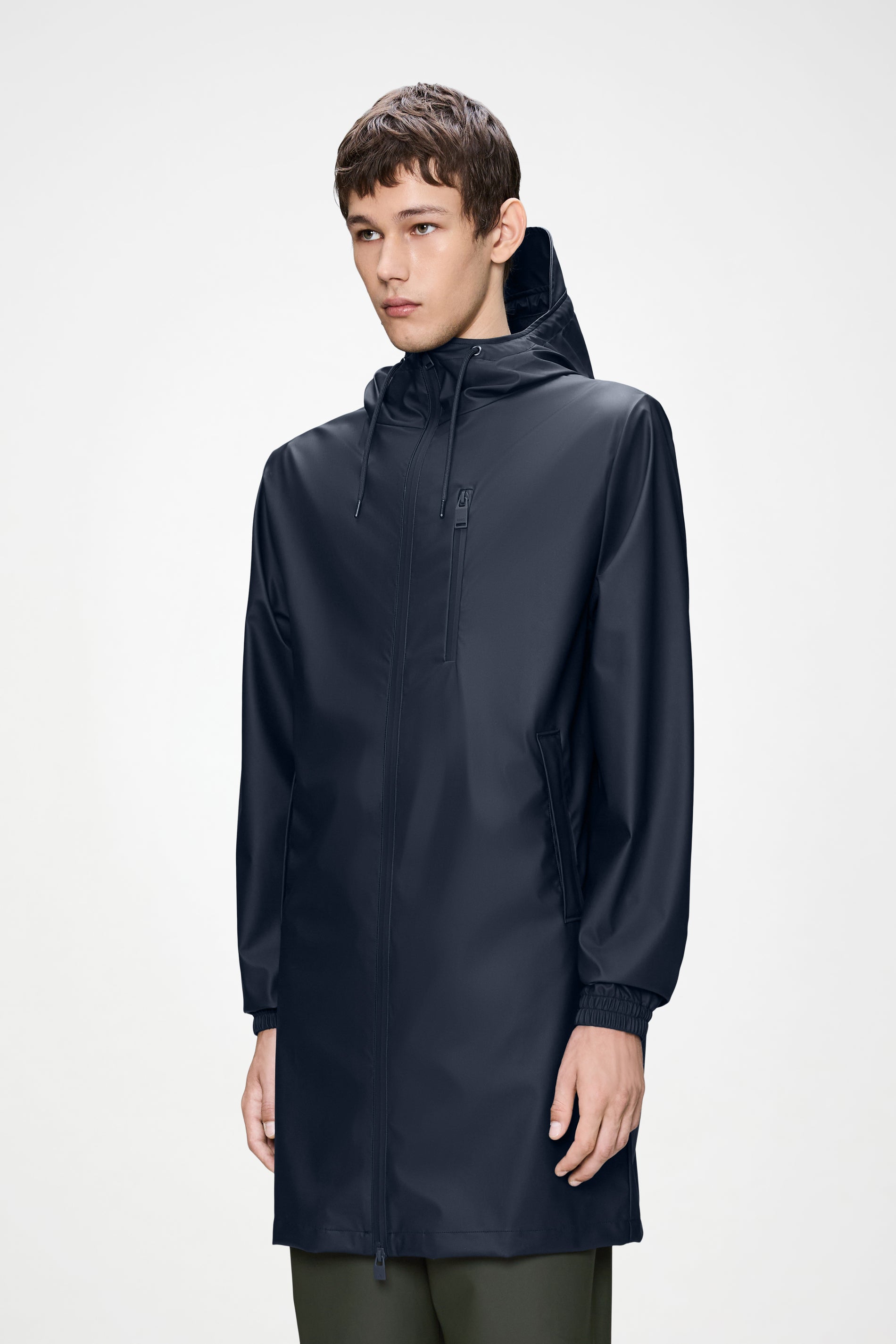 RAINS Long Storm Breaker Navy Jacket