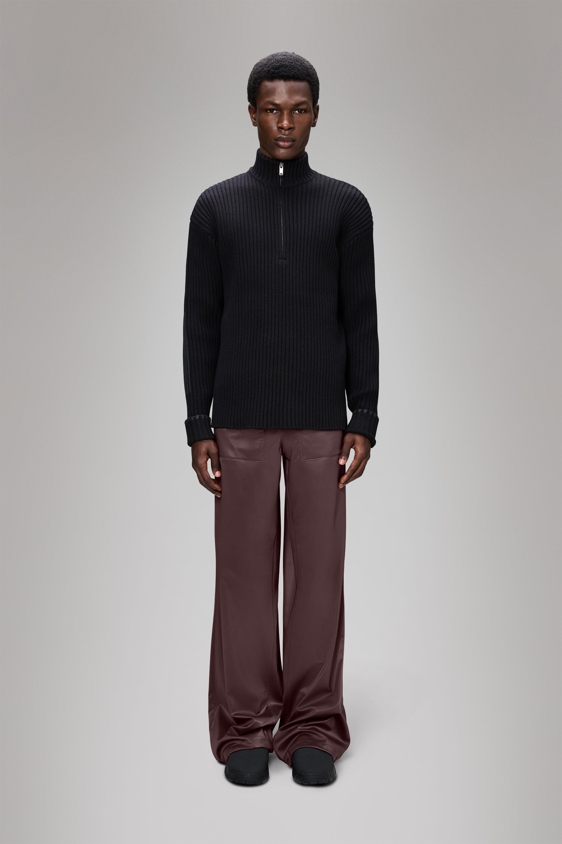 RAINS Sapa Half Zip Knit Black Long Sleeve
