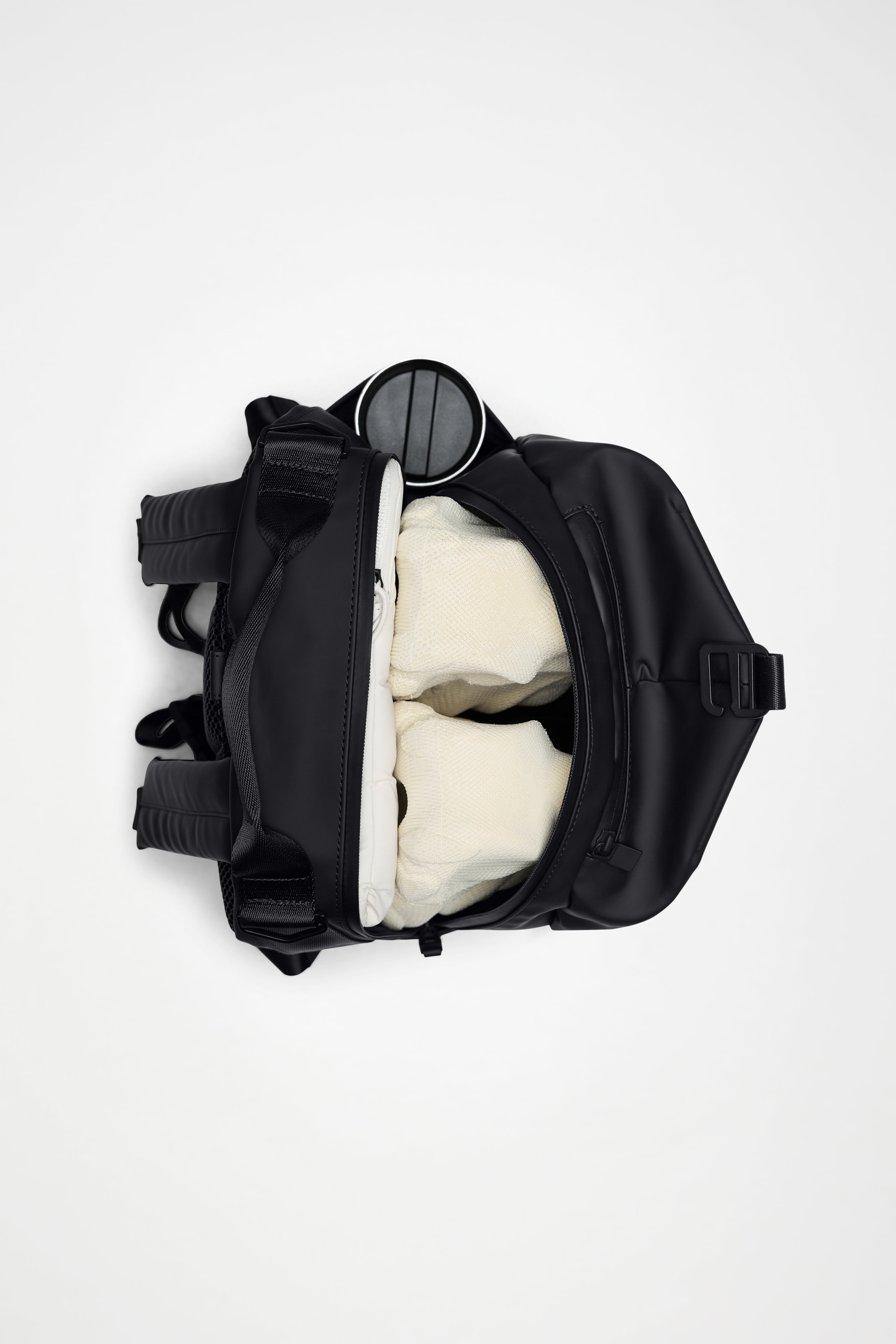 RAINS Clip Front Backpack Black Backpack