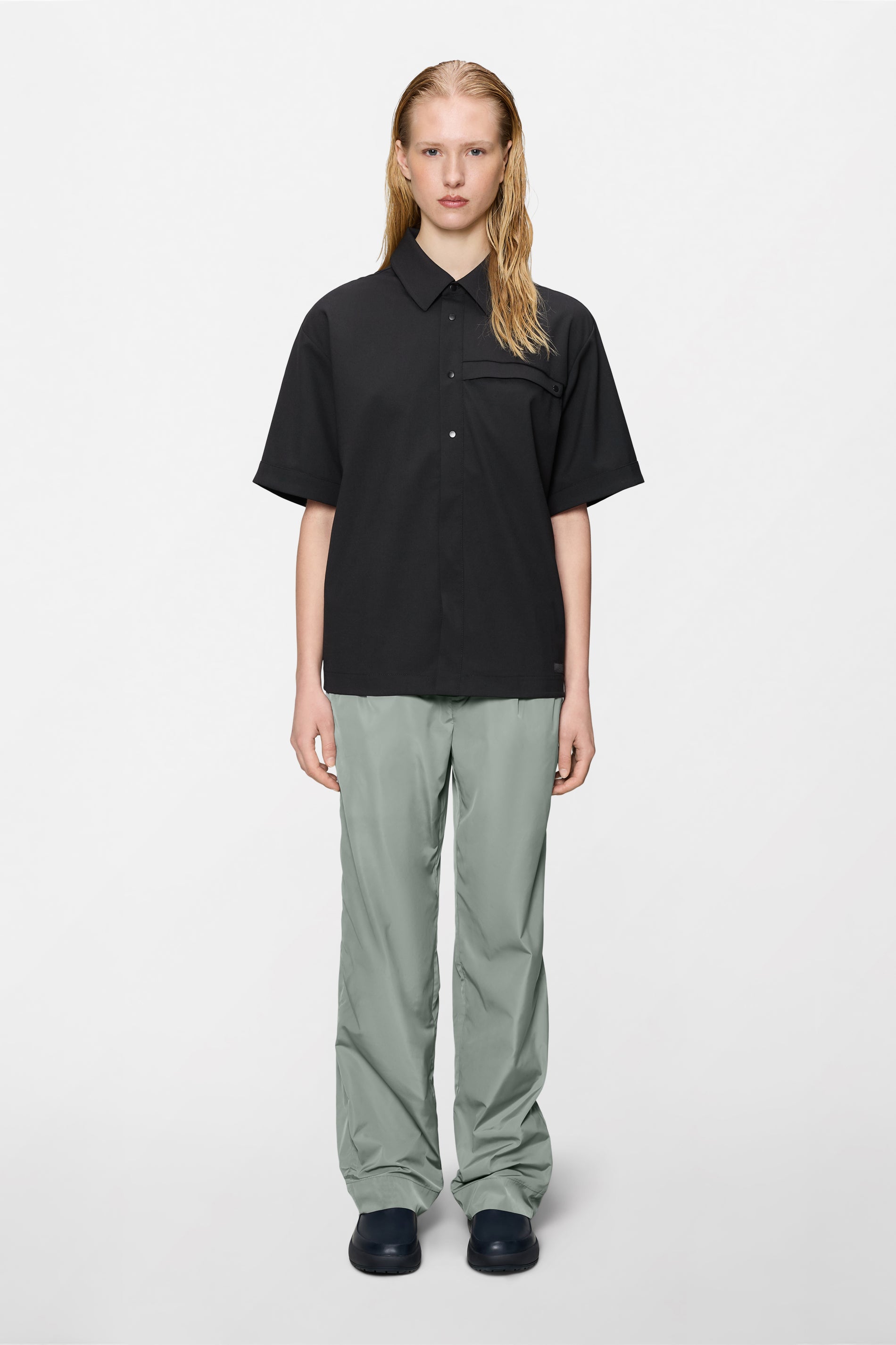 RAINS Day Shirt Black Short Sleeve