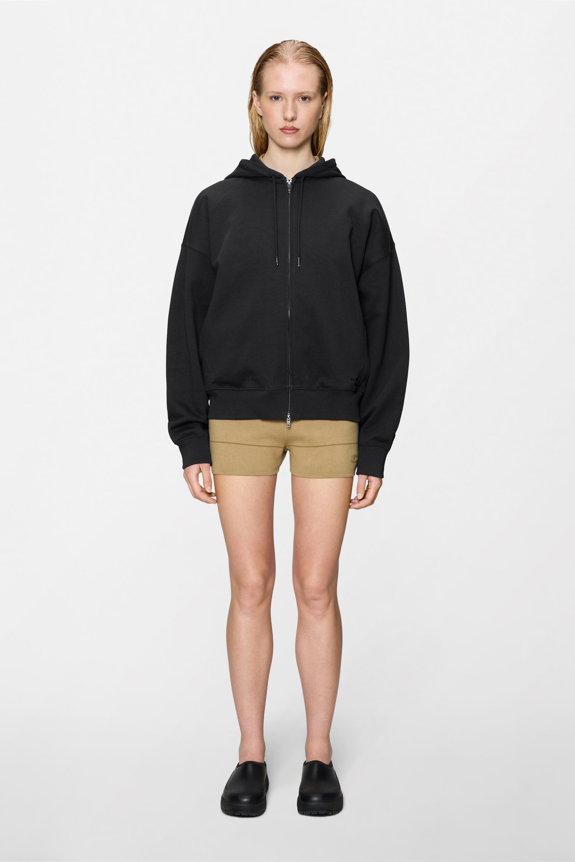 RAINS Classic Zip Hoodie Black Long Sleeve