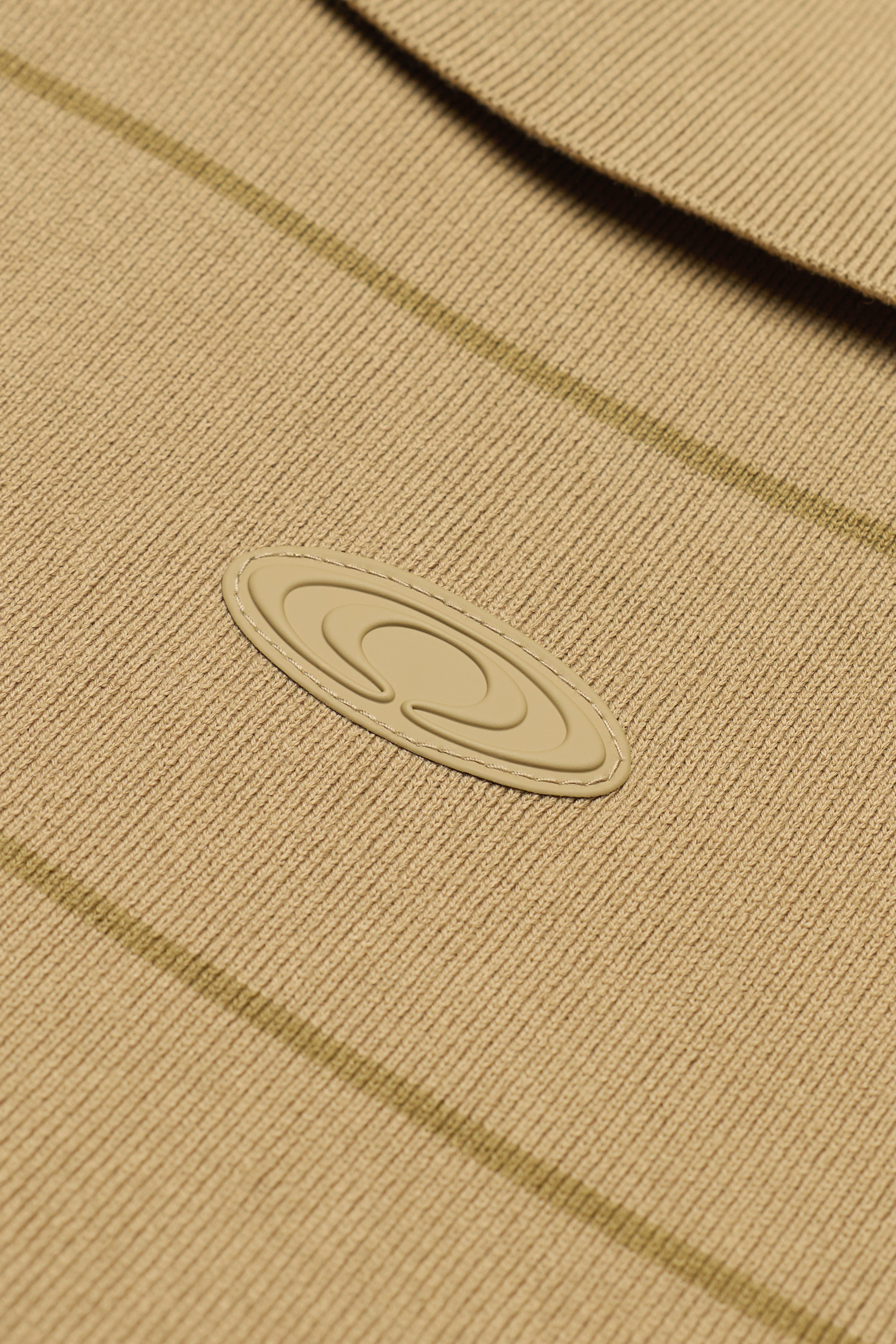 RAINS Striped Knit W Long Sleeve Polo Fawn Long Sleeve