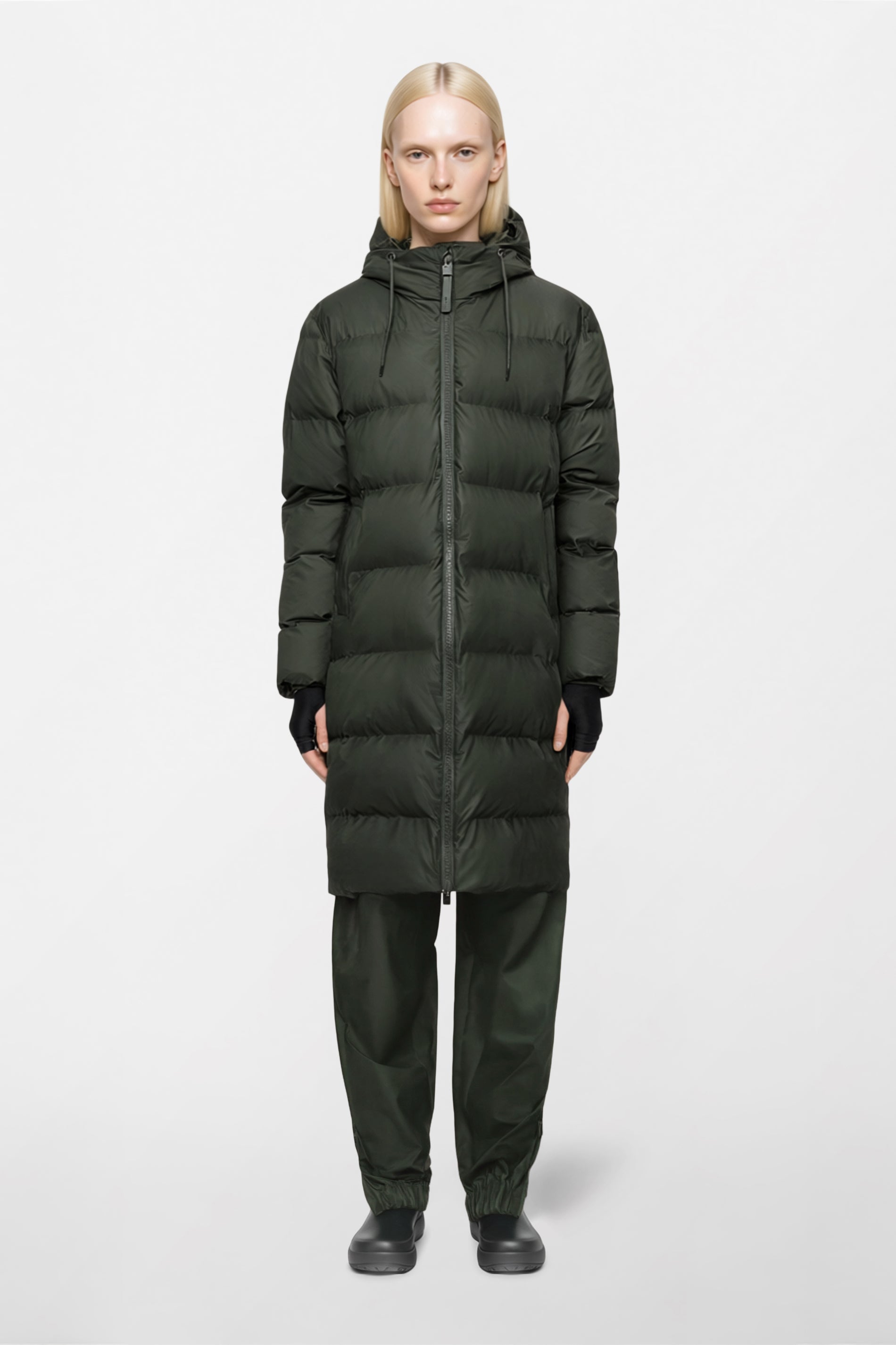 RAINS Alta Longer Puffer Jacket Green Jacket