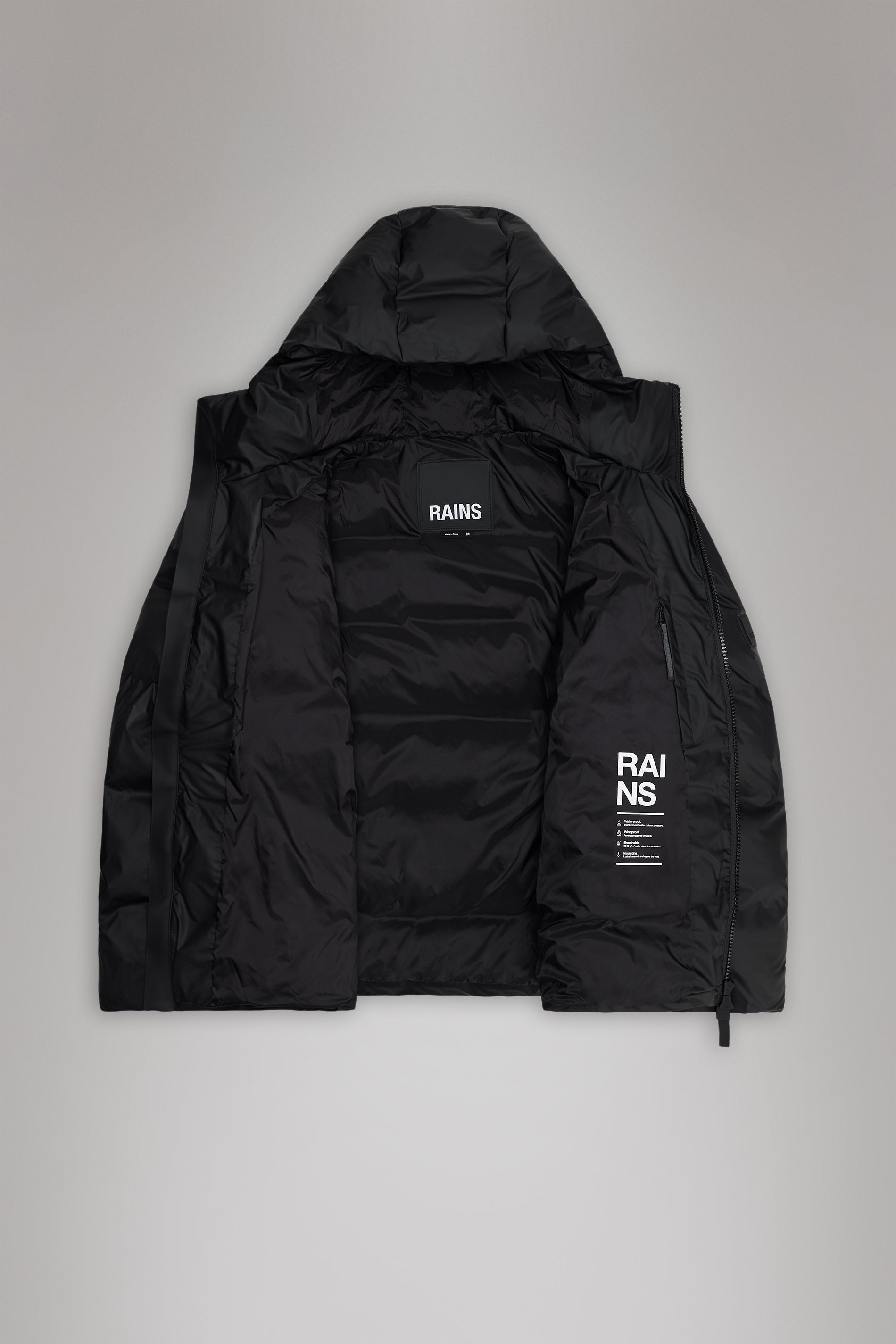 RAINS Alta Puffer Jacket Black Grain Jacket