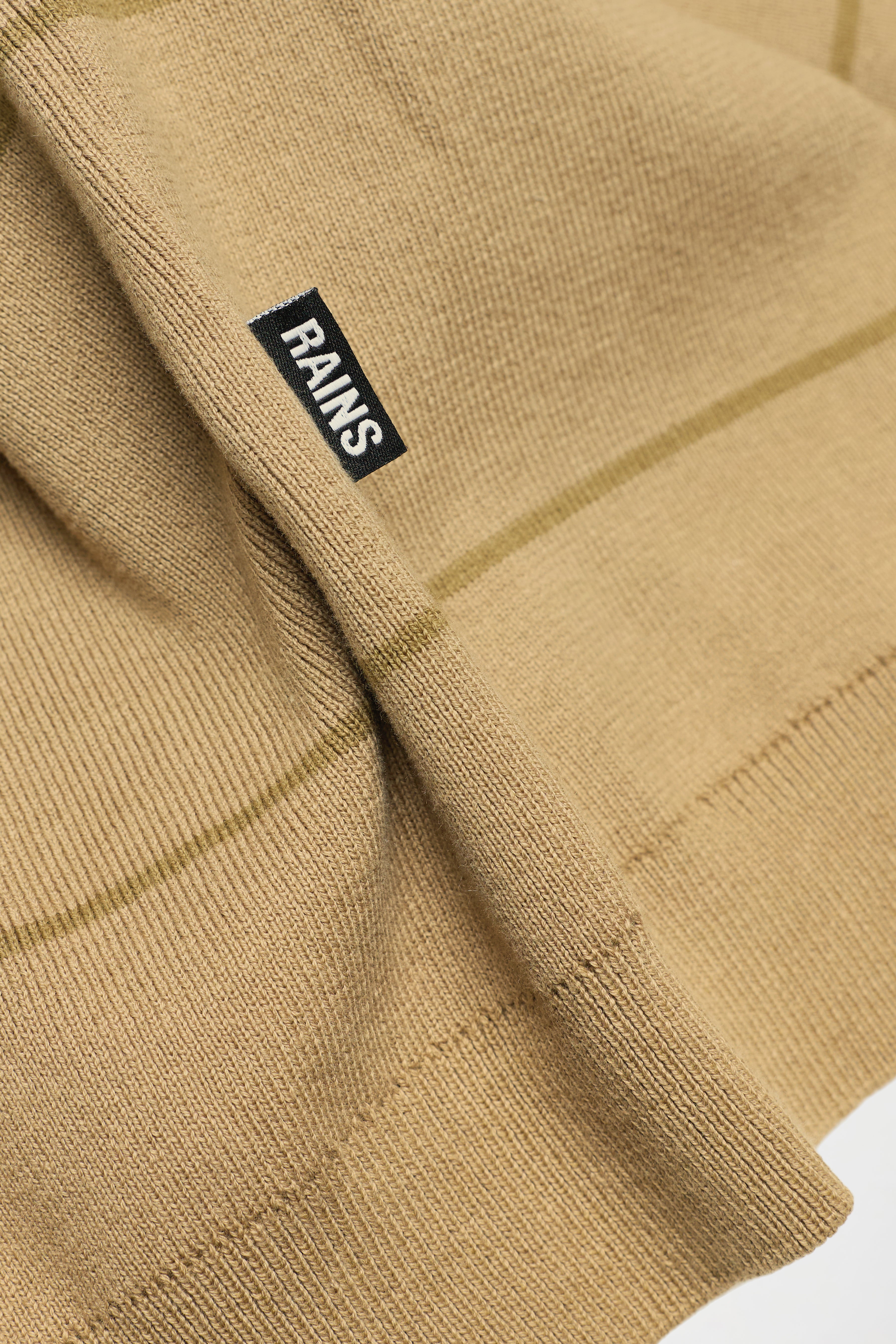 RAINS Striped Knit W Long Sleeve Polo Fawn Long Sleeve