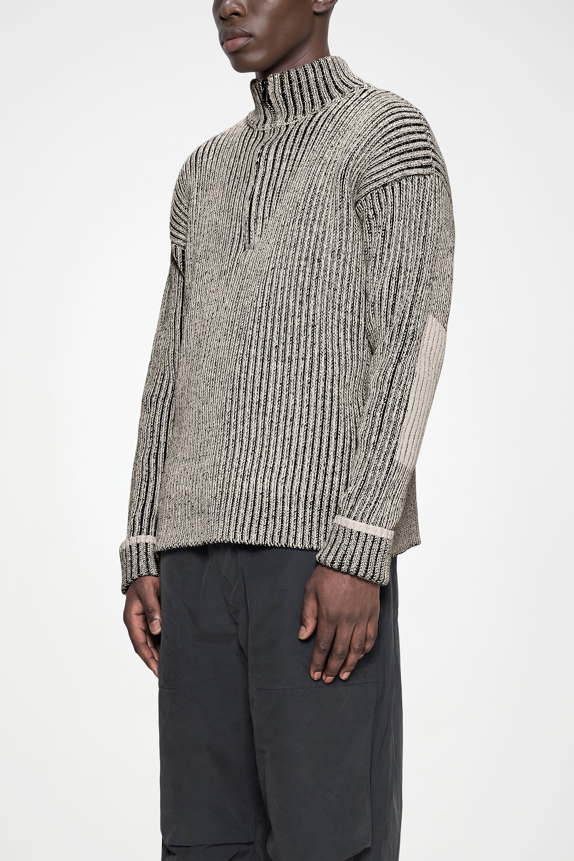 RAINS Sapa Half Zip Knit Vintage White / Black Long Sleeve