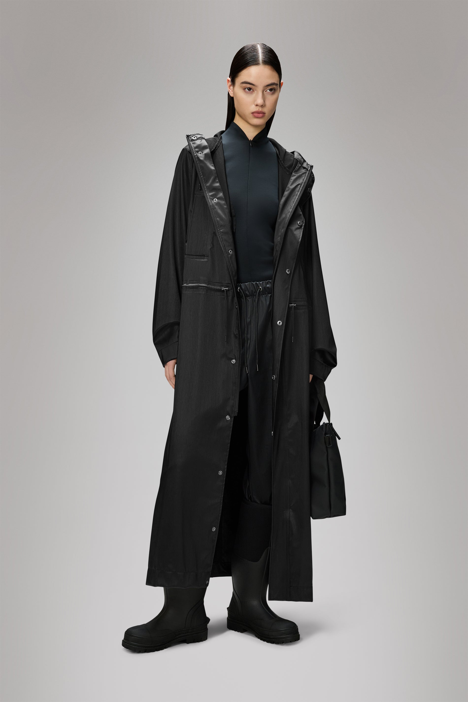 RAINS Bold Longest Jacket Black Grain Jacket