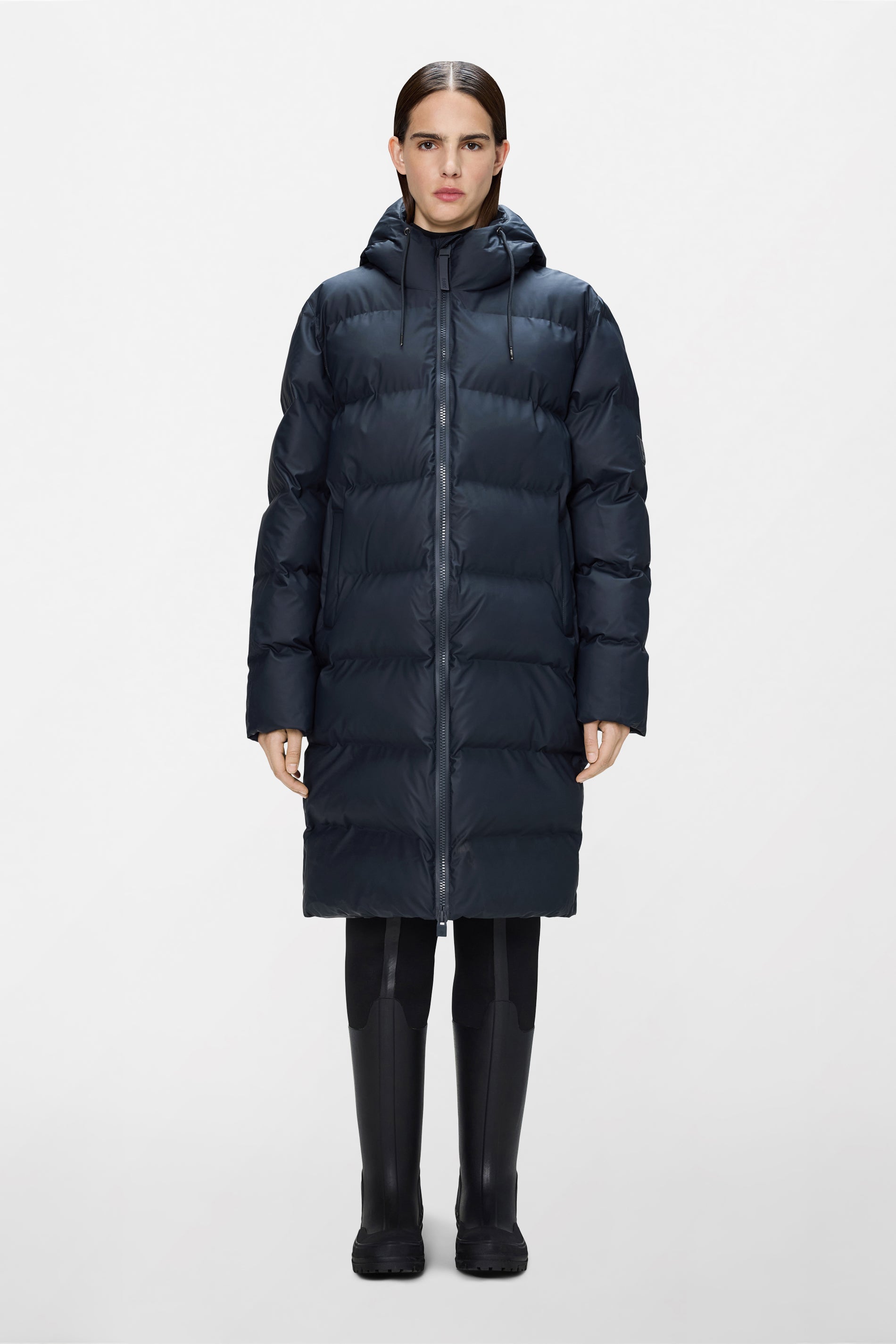 RAINS Alta Longer Puffer Jacket Navy Jacket