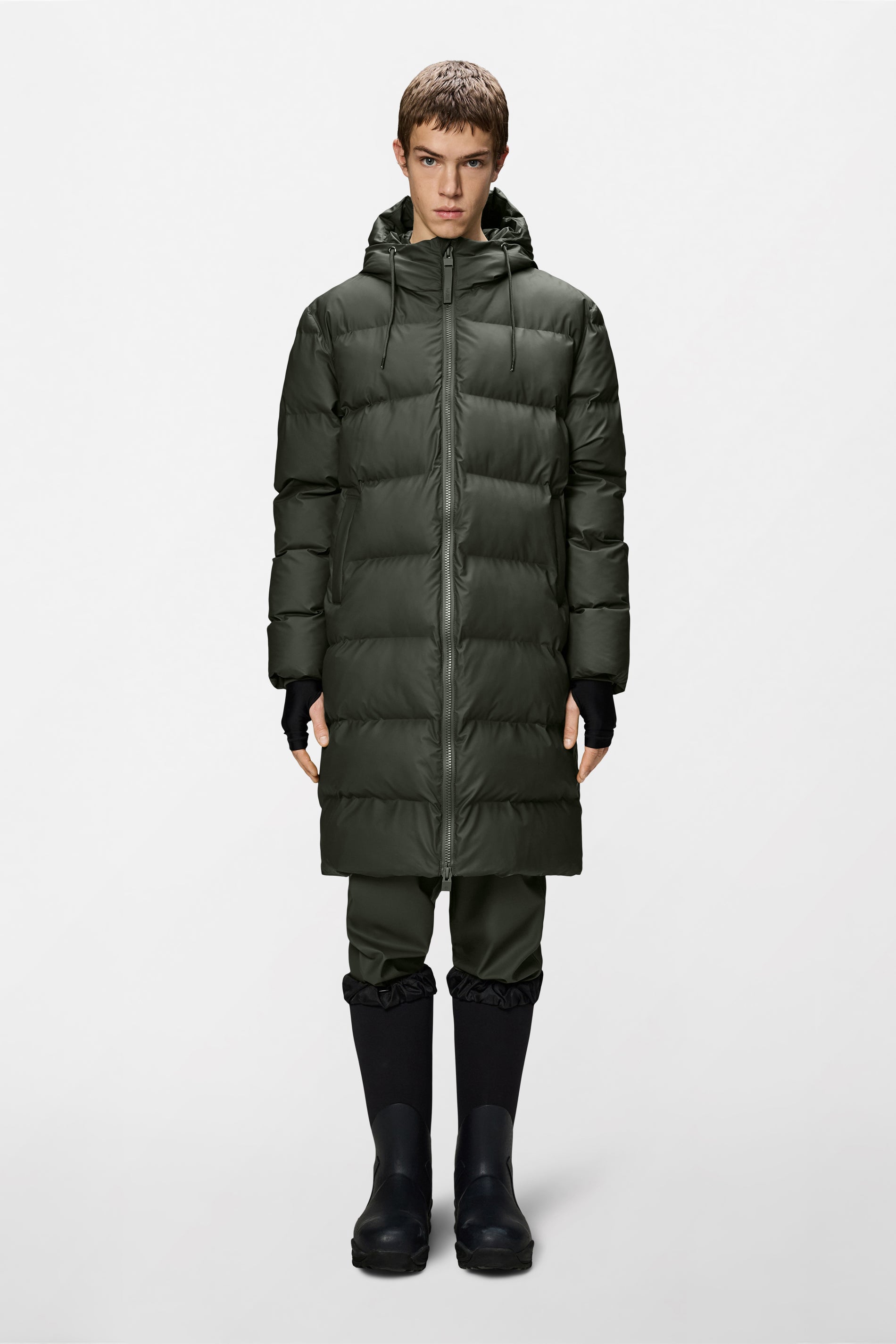RAINS Alta Longer Puffer Jacket Green Jacket