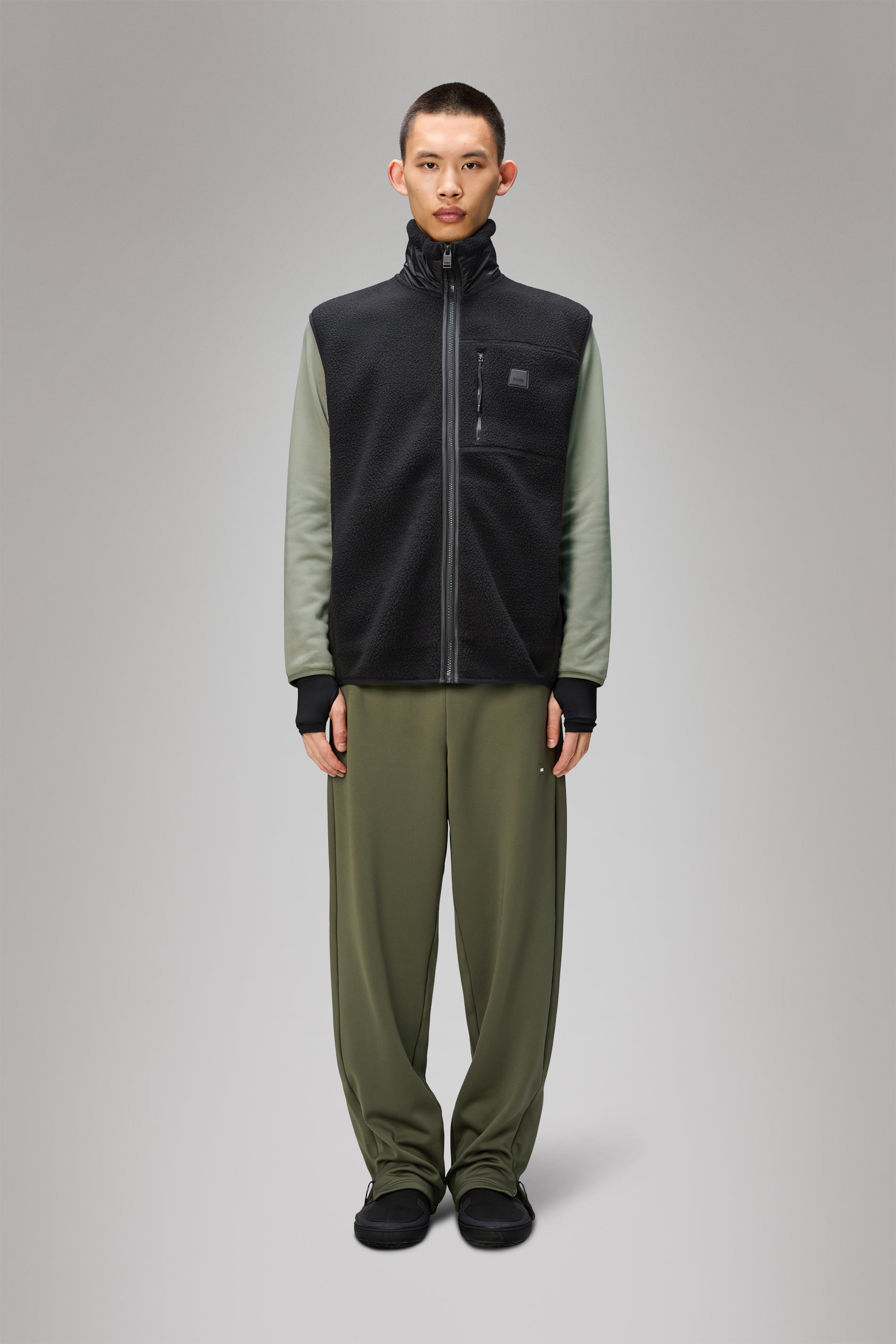 RAINS Yermo Fleece Vest Black Short Sleeve