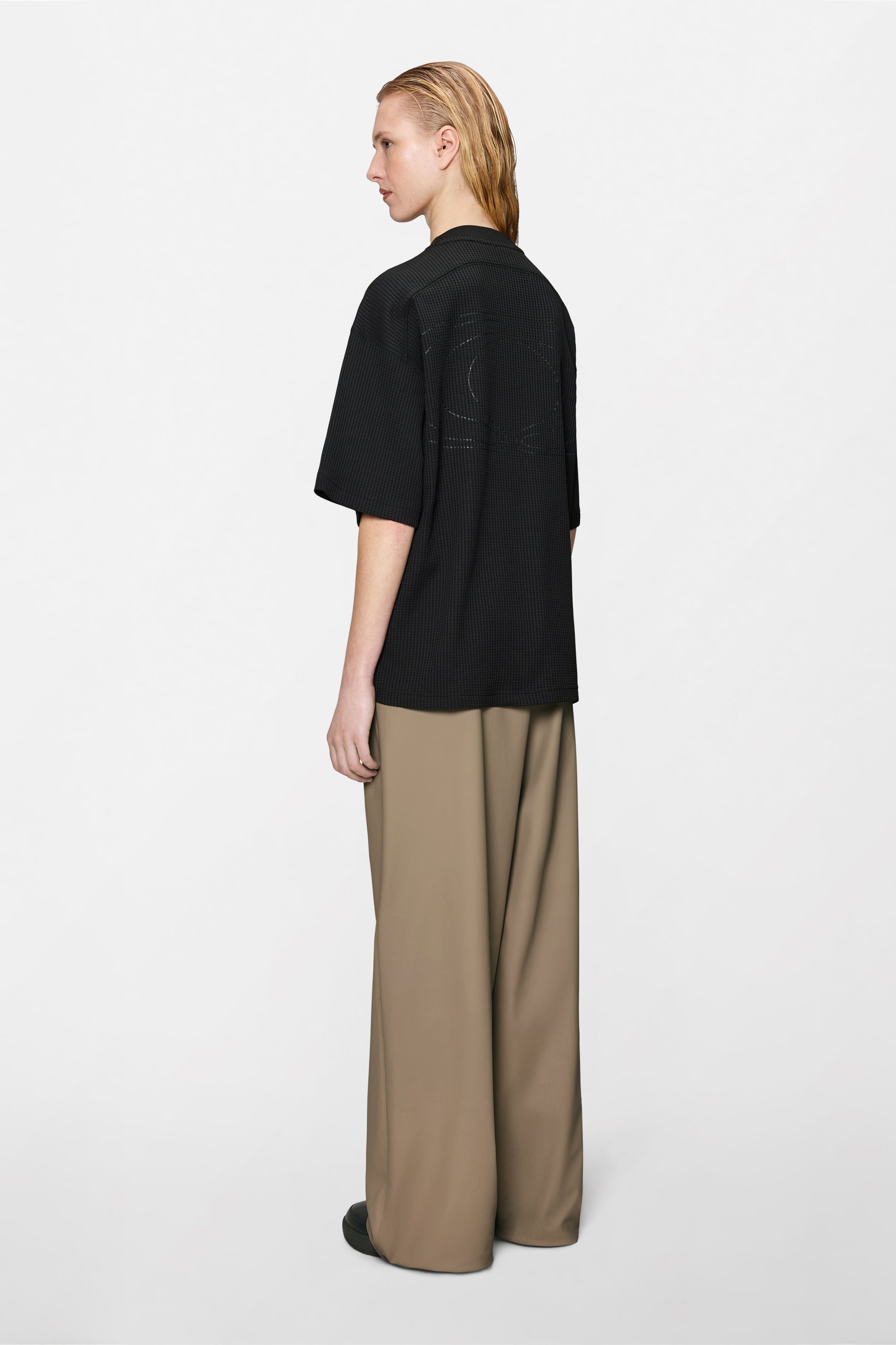 RAINS Waffle T-shirt Splash Black Short Sleeve