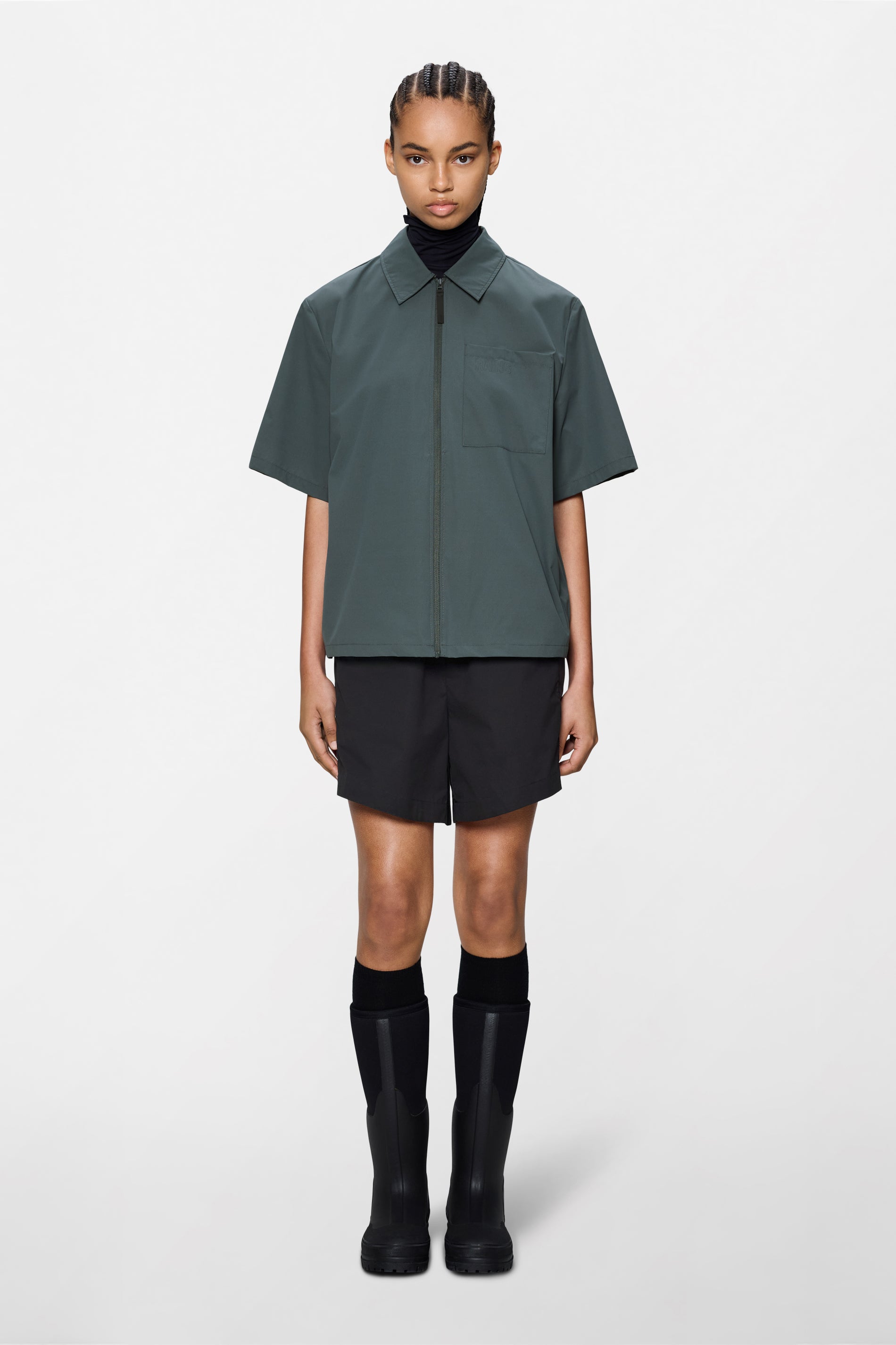 RAINS Mito Short Sleeve Shirt Dark Grey Short Sleeve