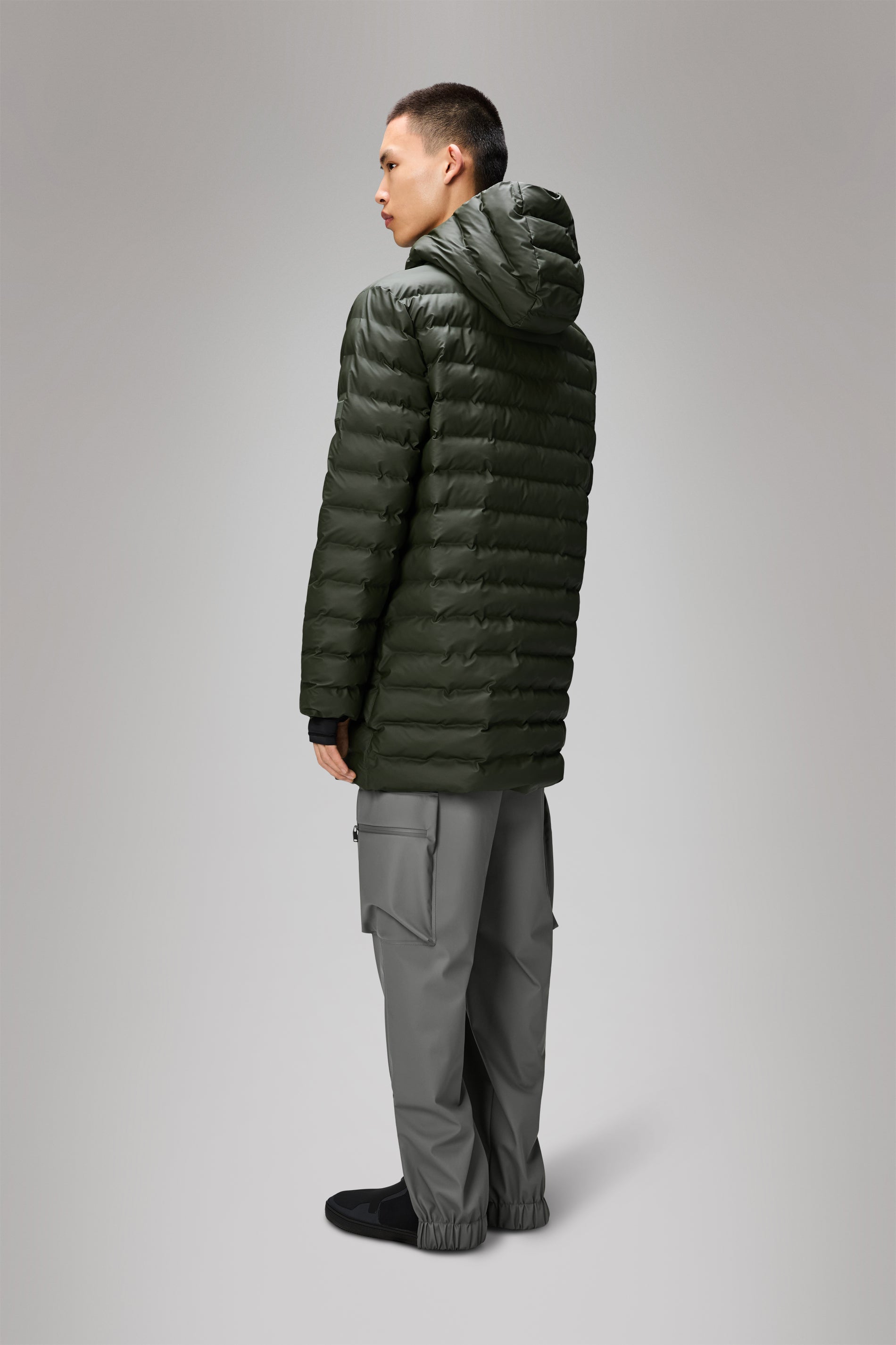 RAINS Lohja Long Puffer Jacket Green Jacket