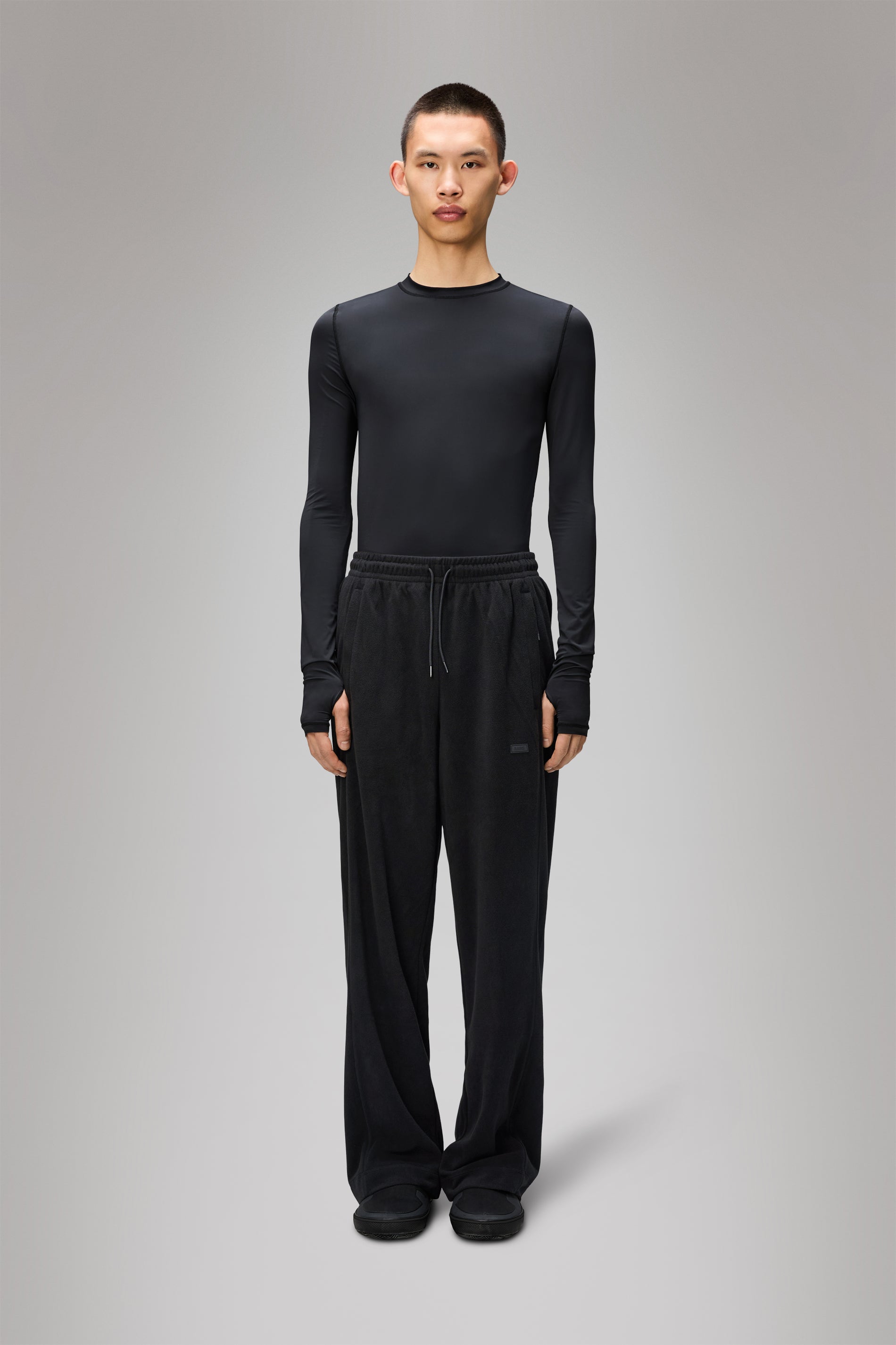 RAINS Addis Fleece Pants Wide Black Pants