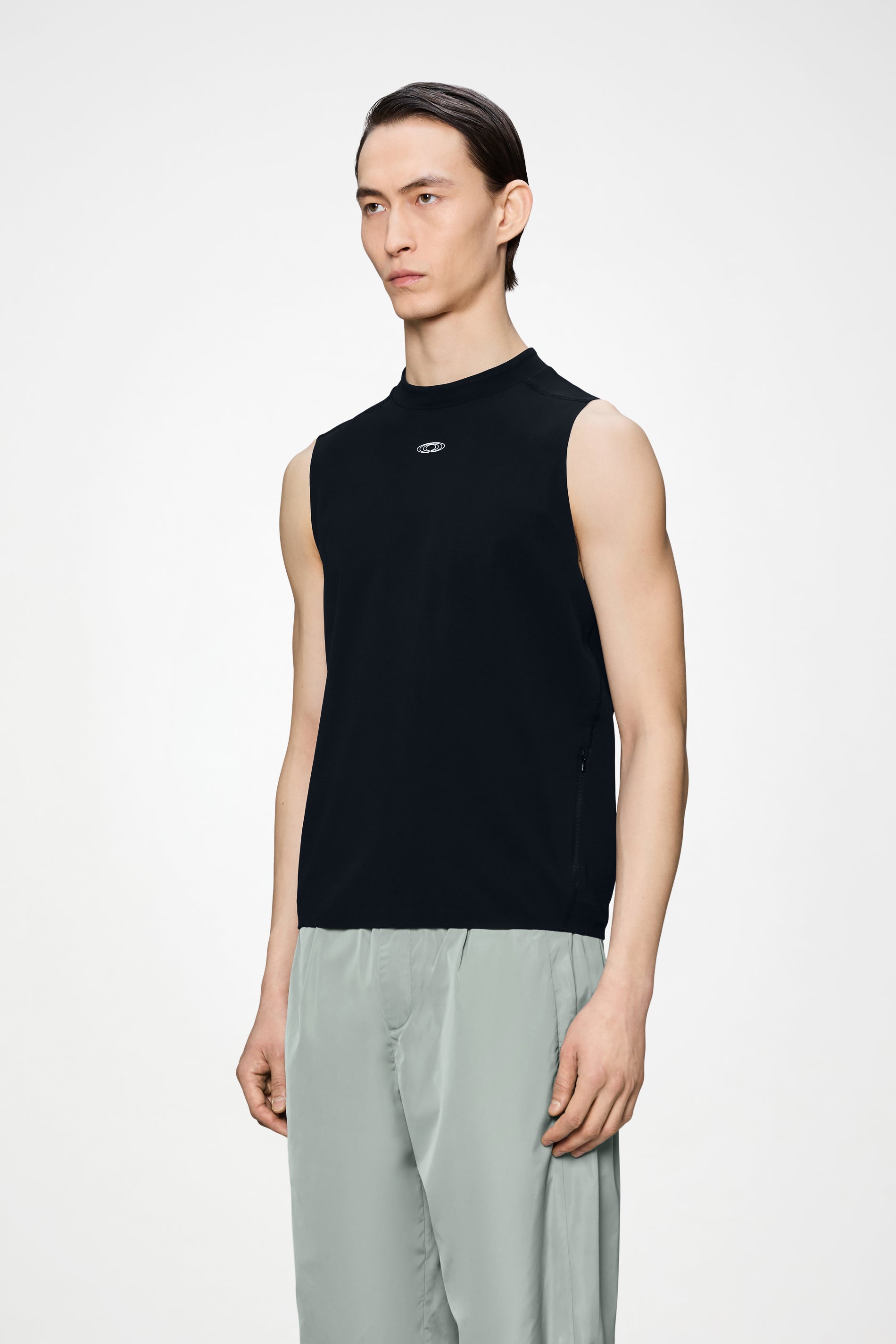 RAINS Warm Up Tank Top Black Short Sleeve