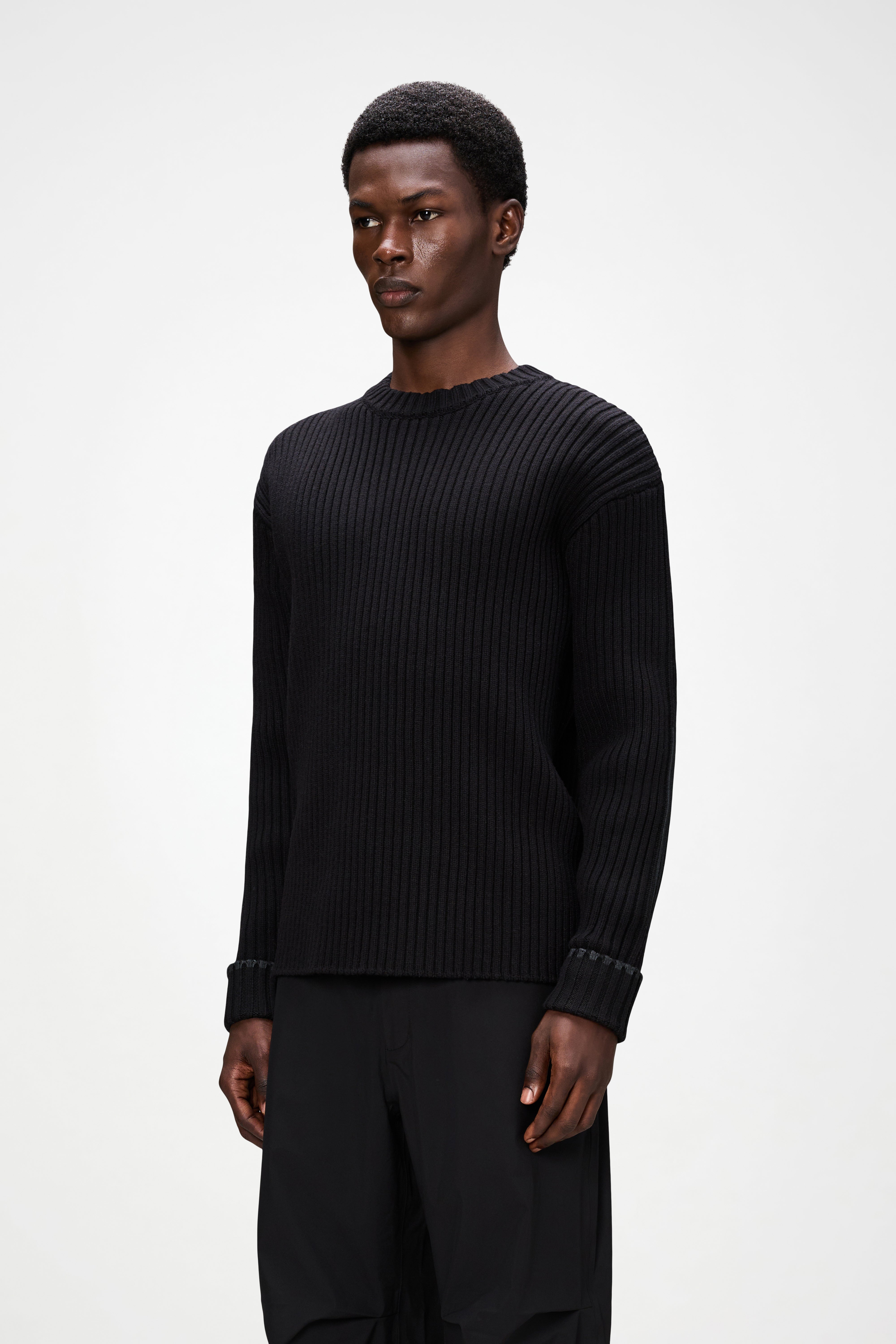 RAINS Sapa Knit Crew Neck Black Long Sleeve