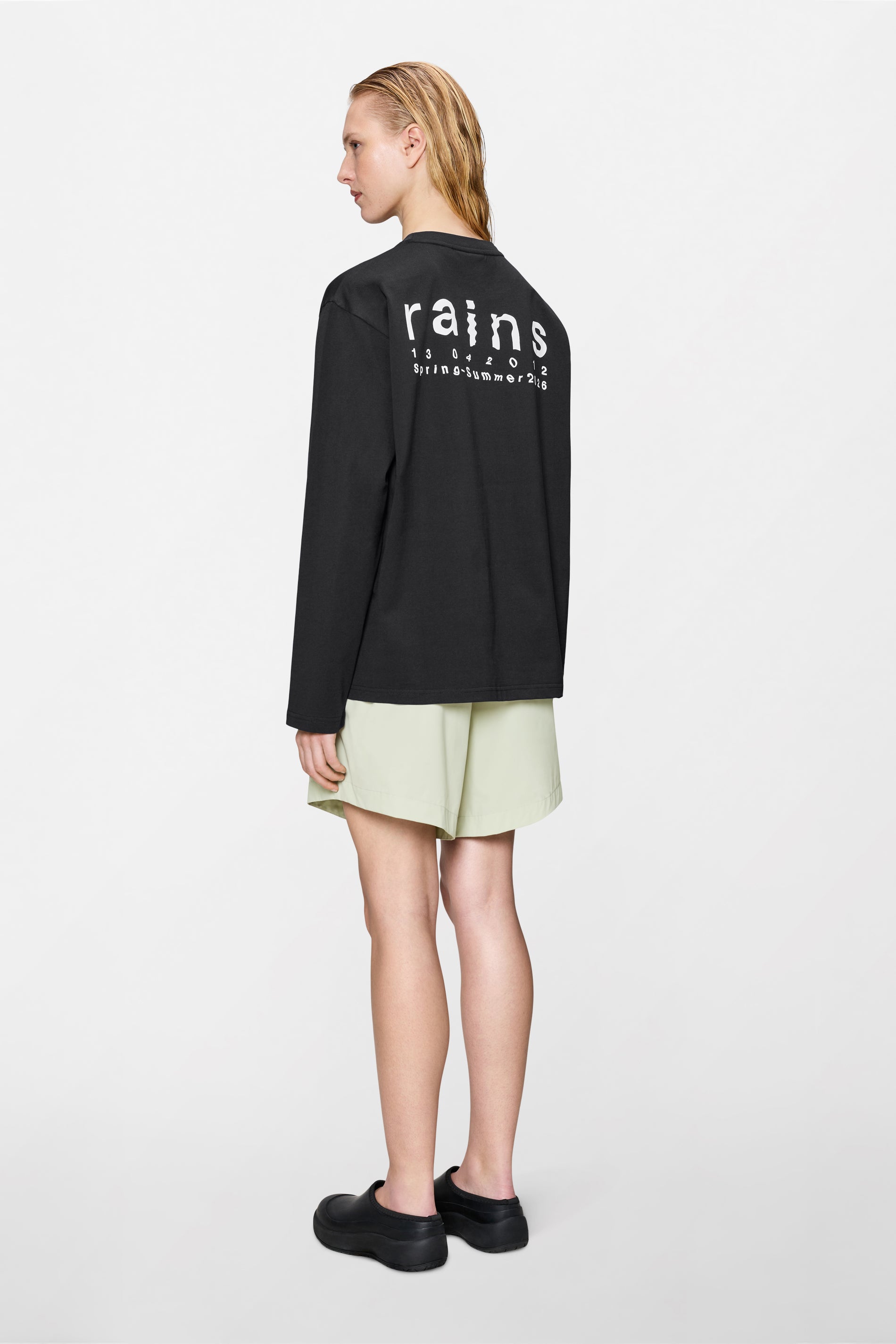 RAINS Classic Long Sleeve T-Shirt Black Long Sleeve