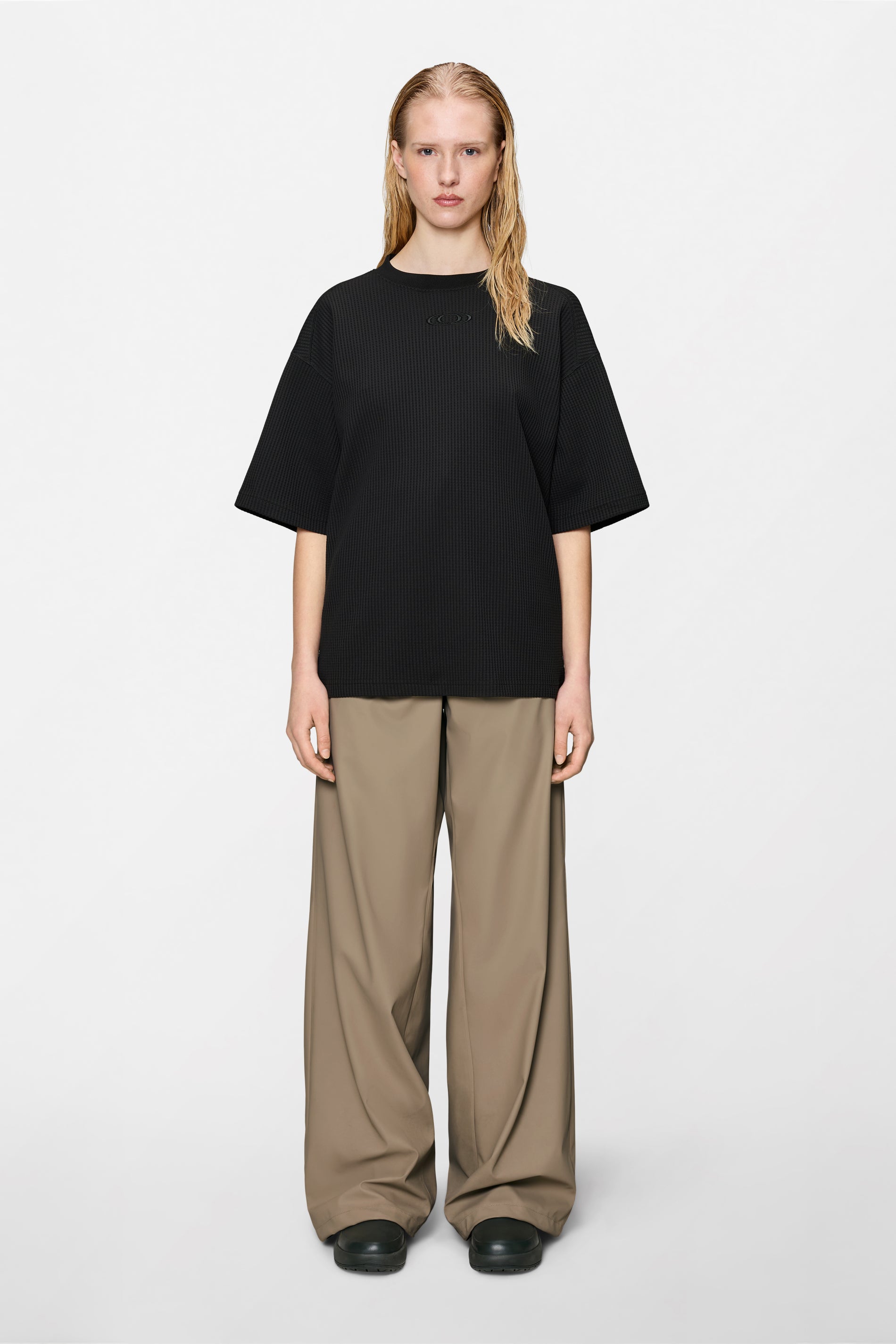 RAINS Waffle T-shirt Splash Black Short Sleeve