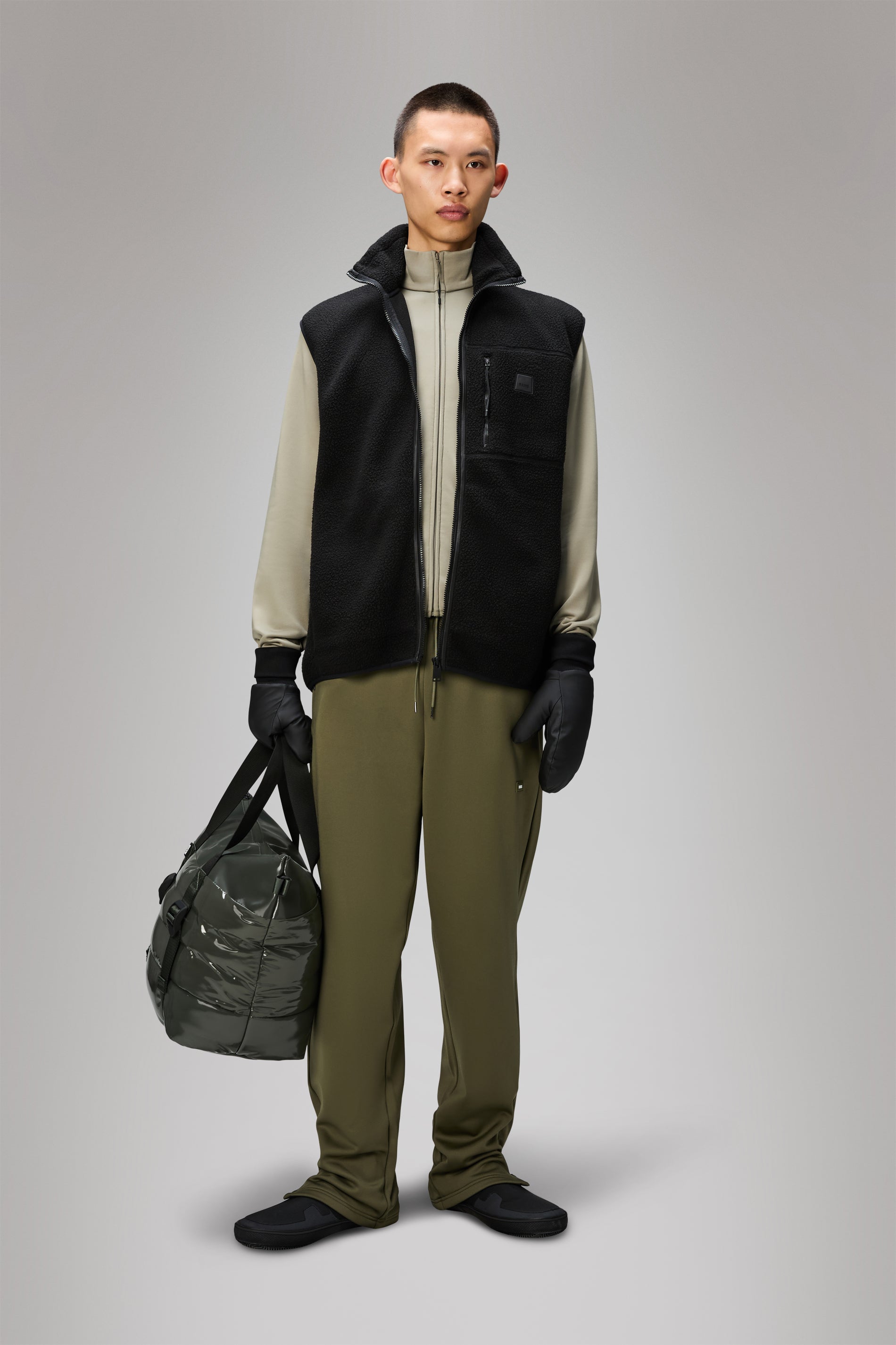 RAINS Yermo Fleece Vest Black Short Sleeve