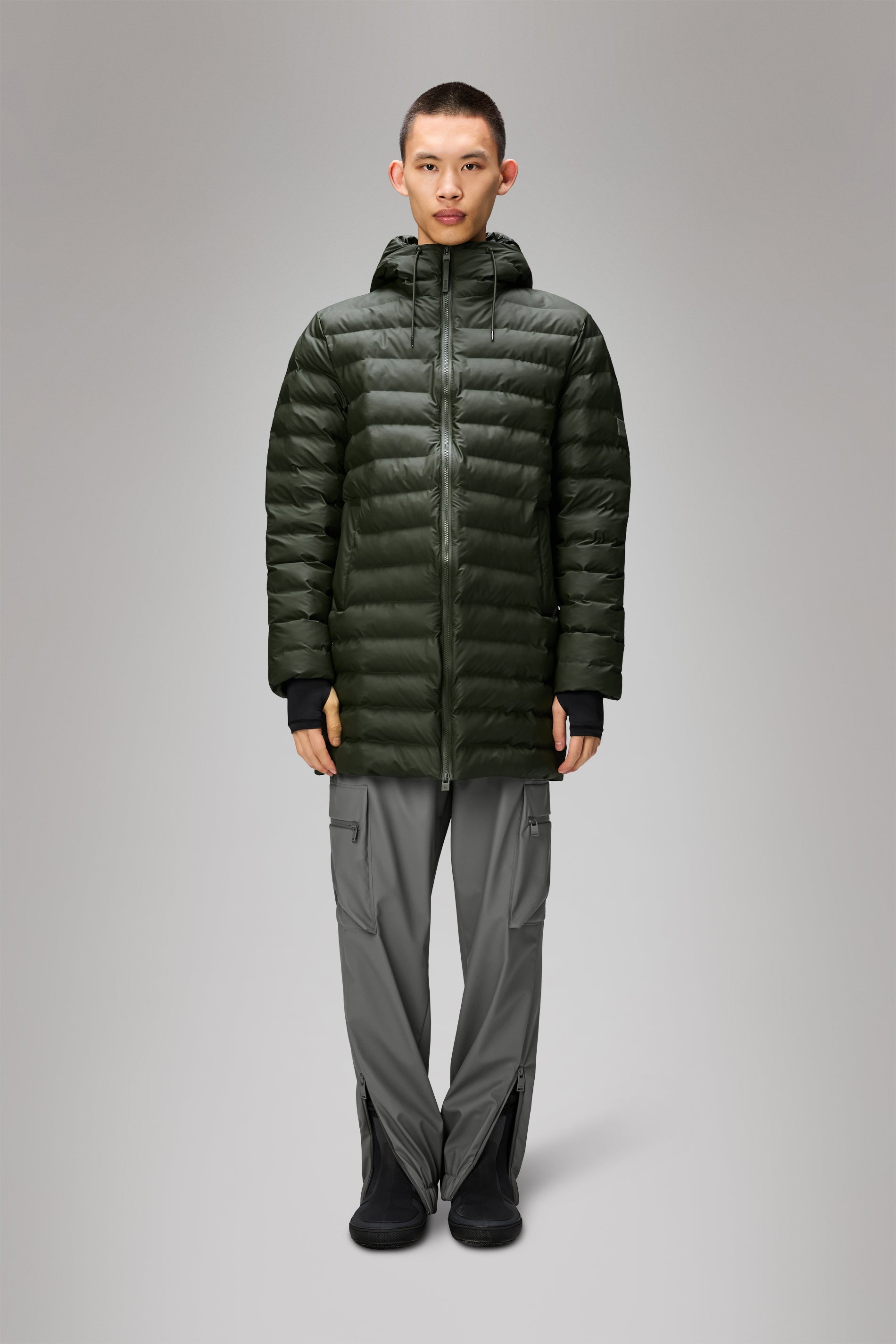 RAINS Lohja Long Puffer Jacket Green Jacket