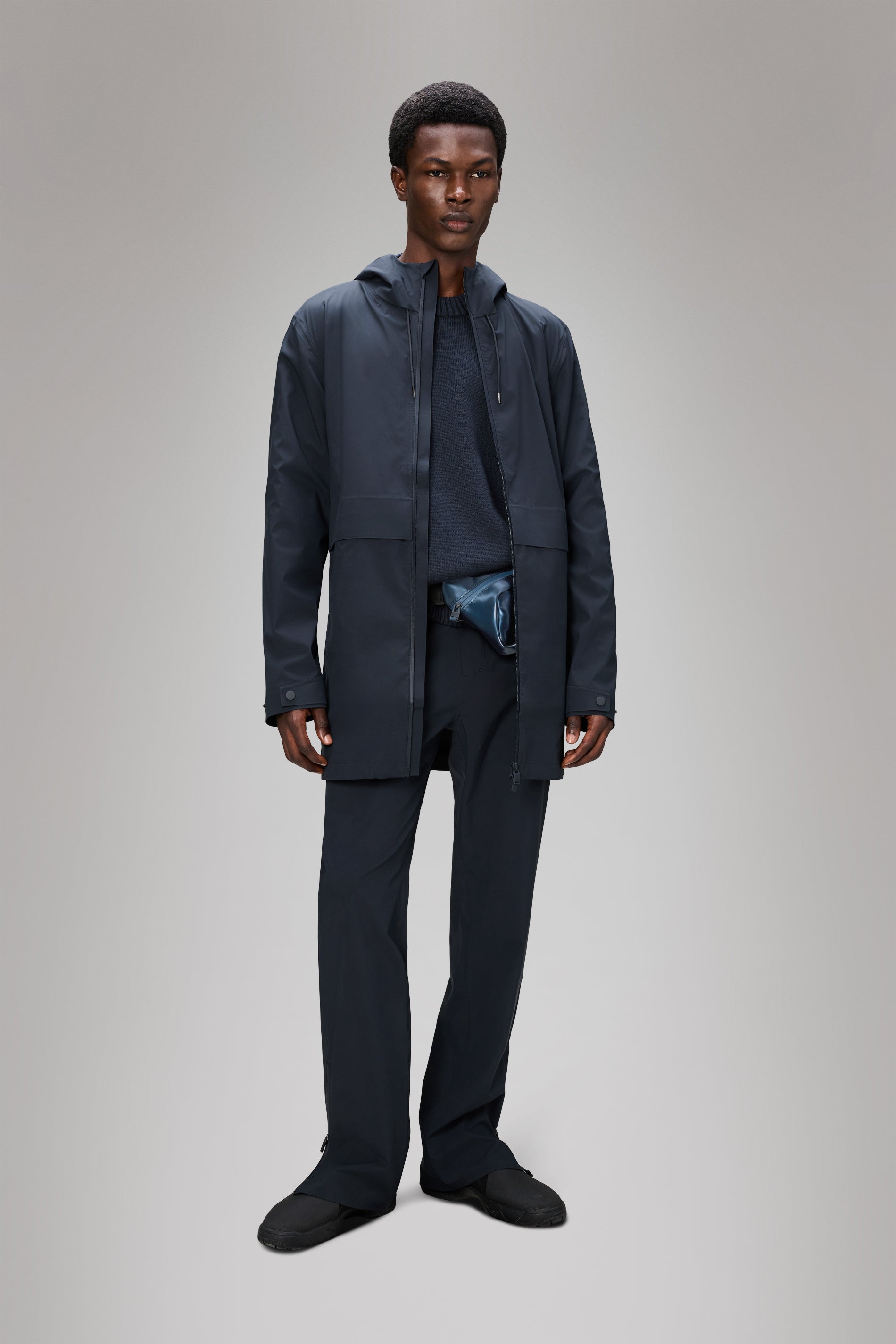 Rains Suva Hardshell Long Jacket Navy Jacket