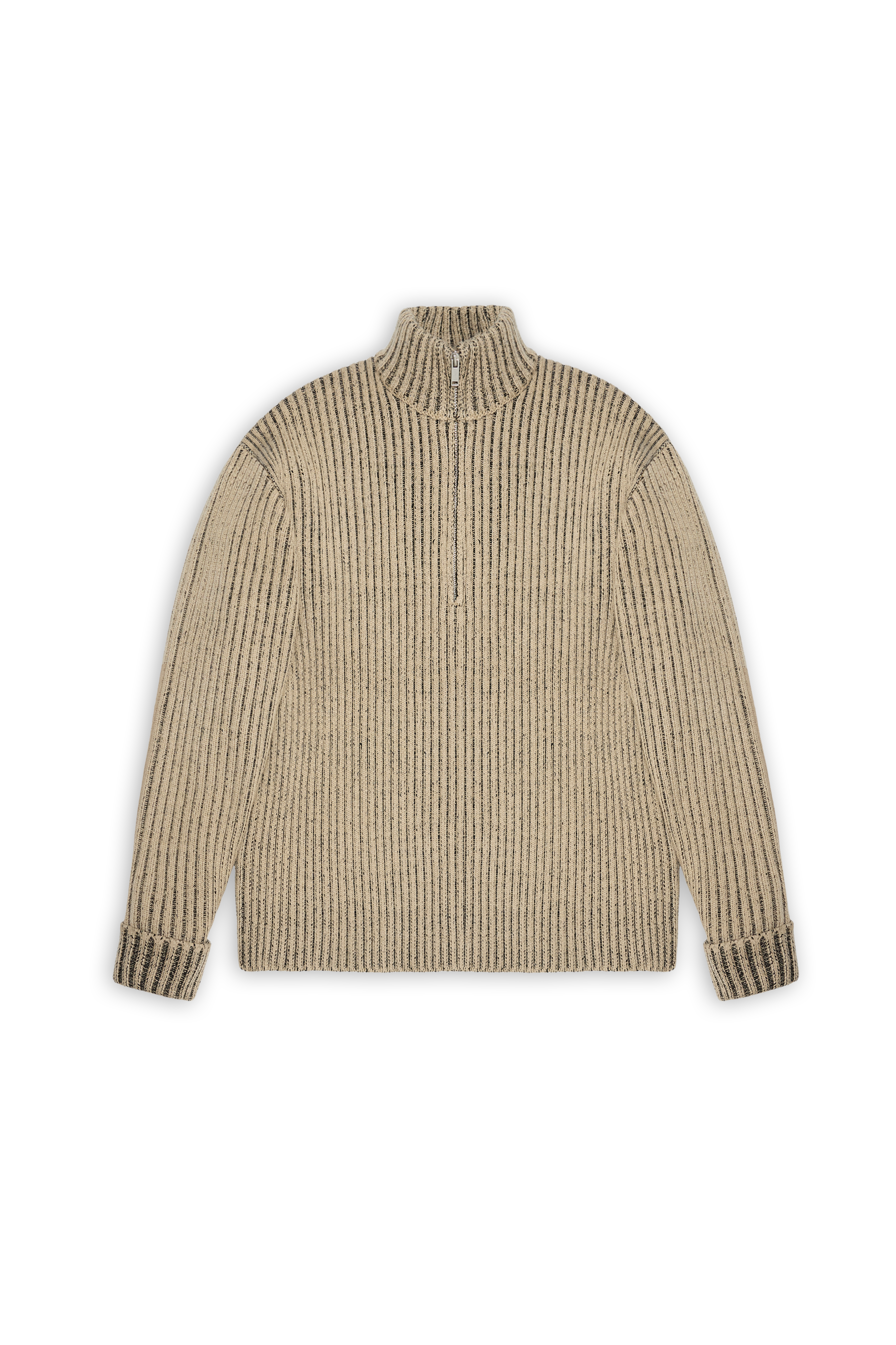 RAINS Sapa Half Zip Knit Beige/Black Long Sleeve
