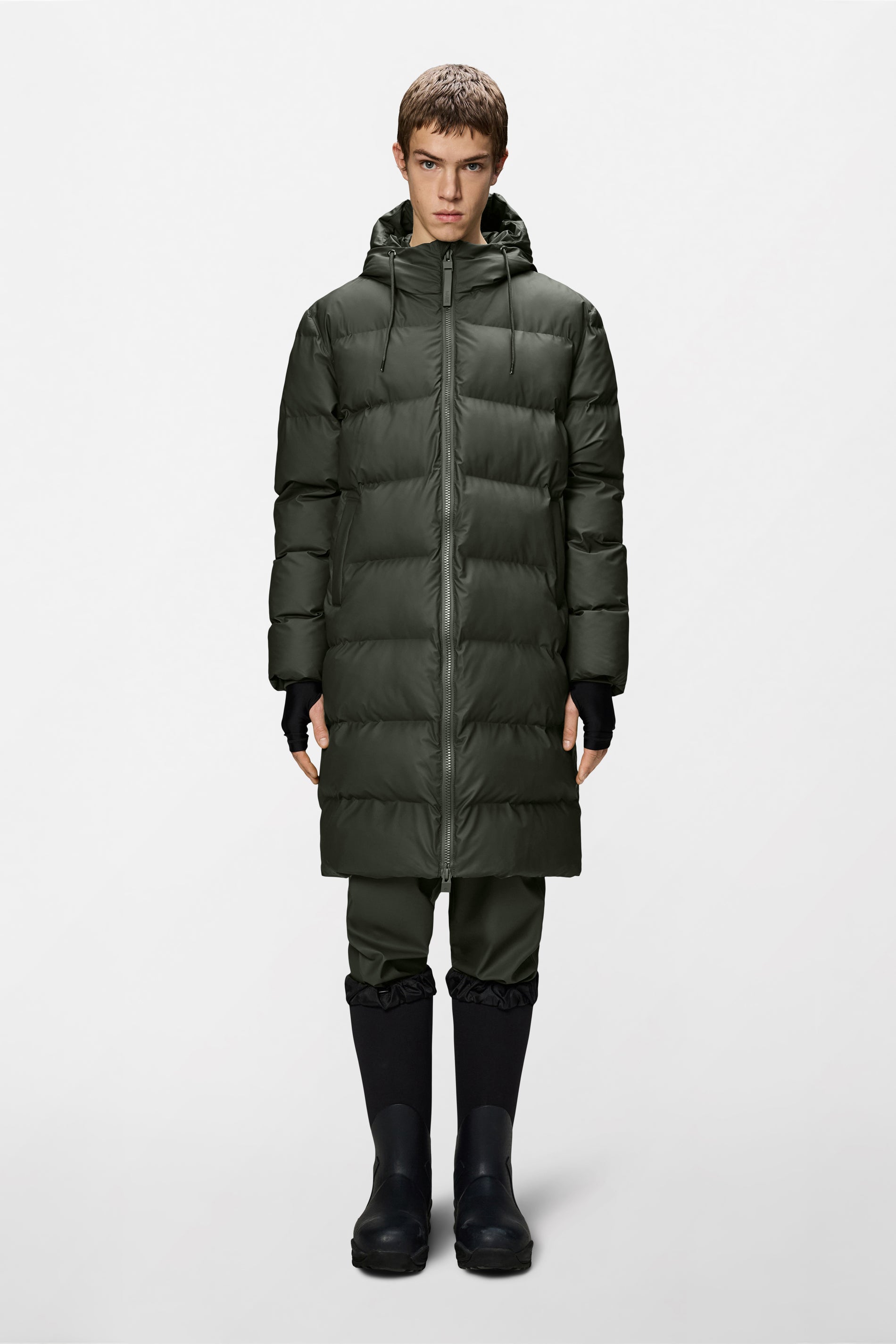 RAINS Alta Longer Puffer Jacket Green Jacket