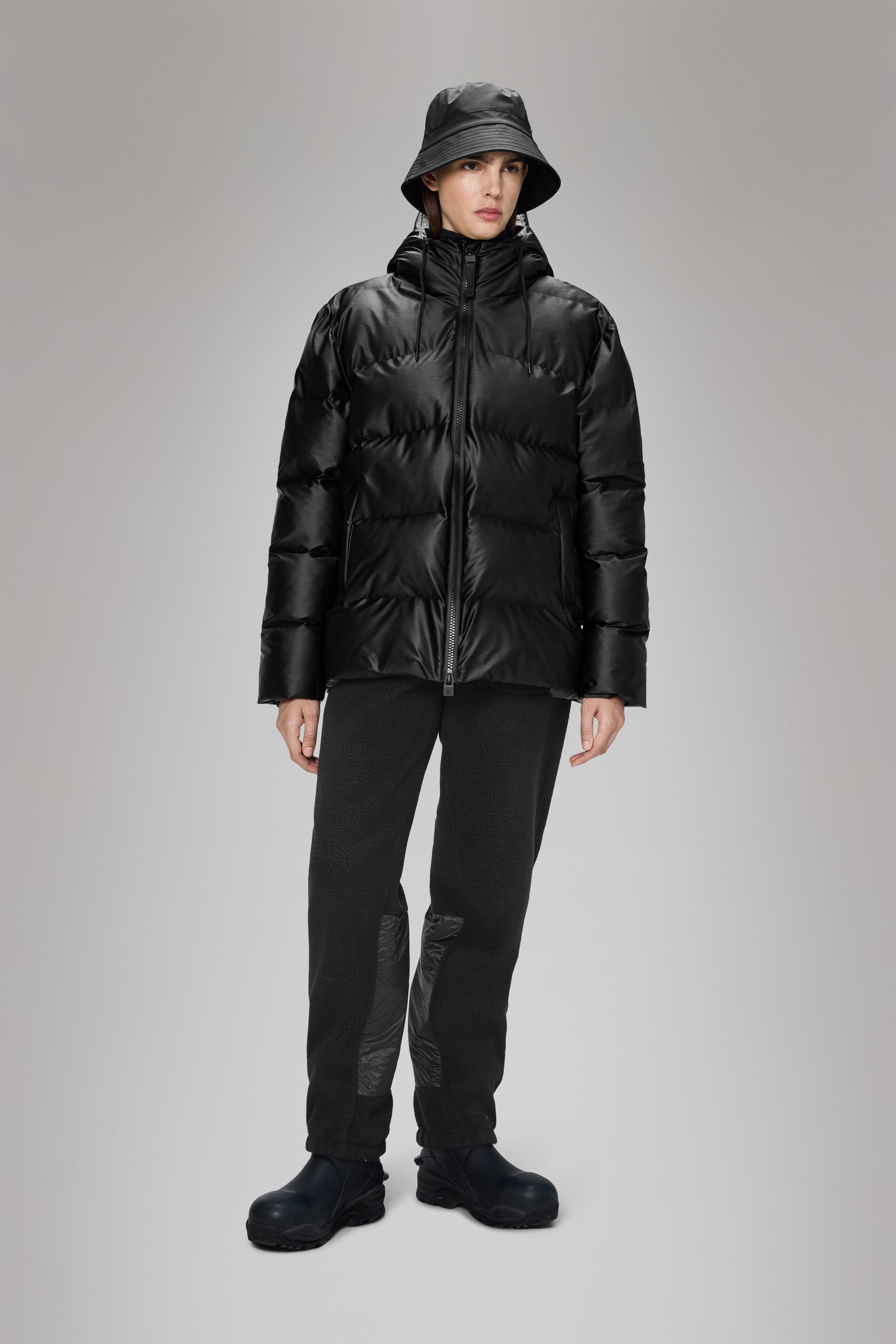 Rains Alta Puffer Jacket Black Grain Jacket