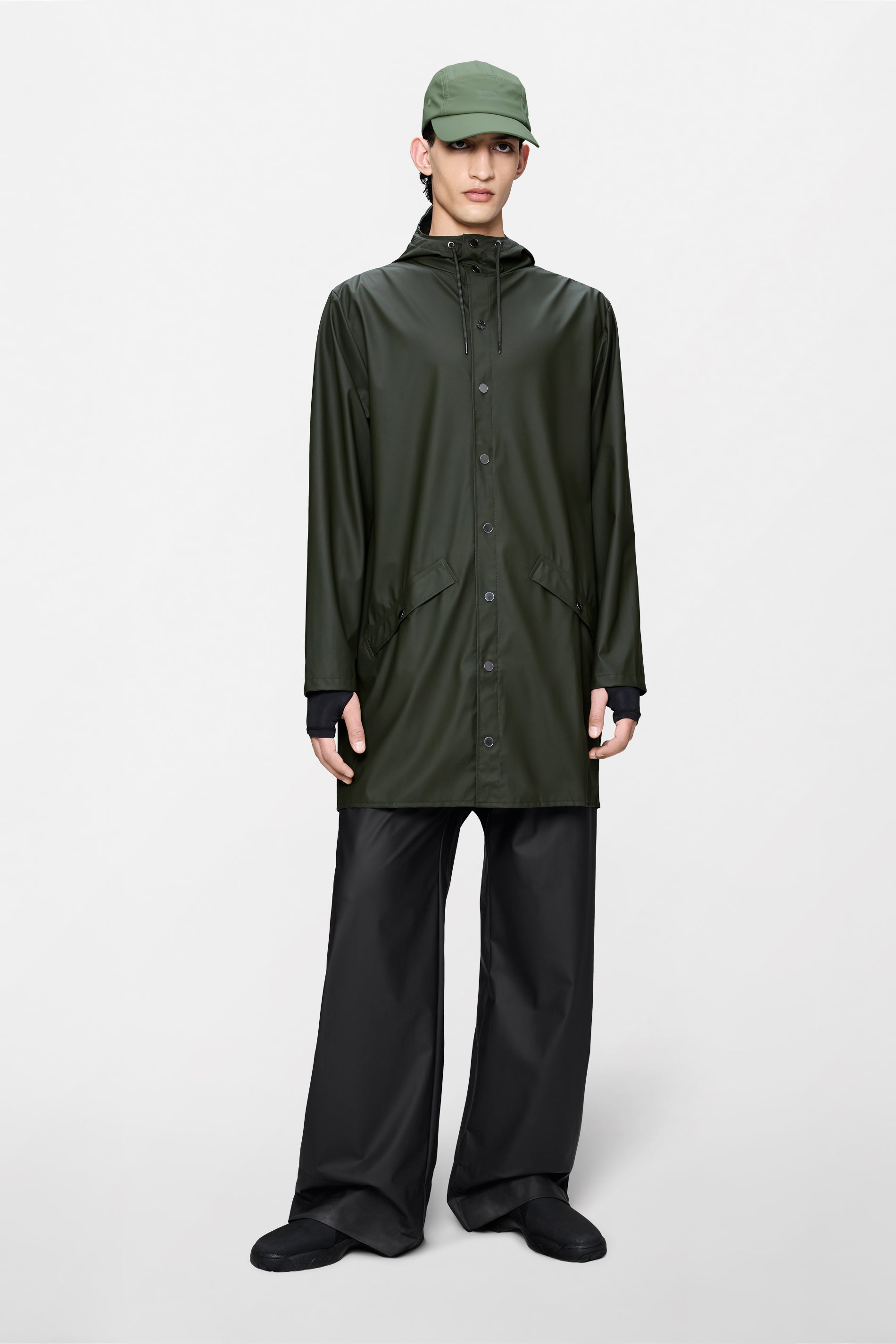 RAINS Long Jacket Green Jacket